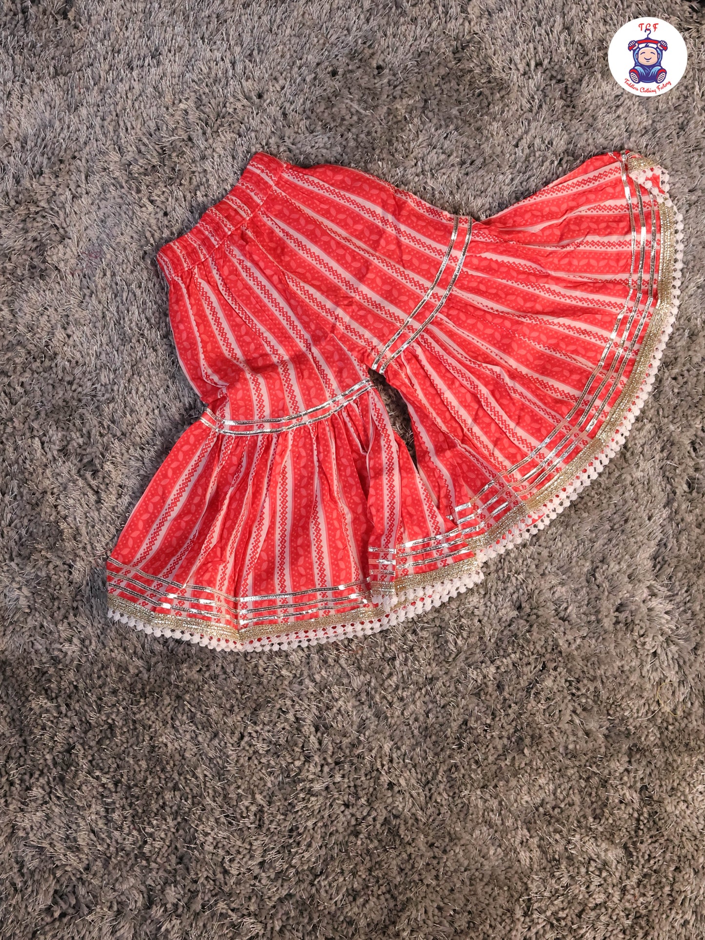 Red - Anarkali Kurti With Sharara