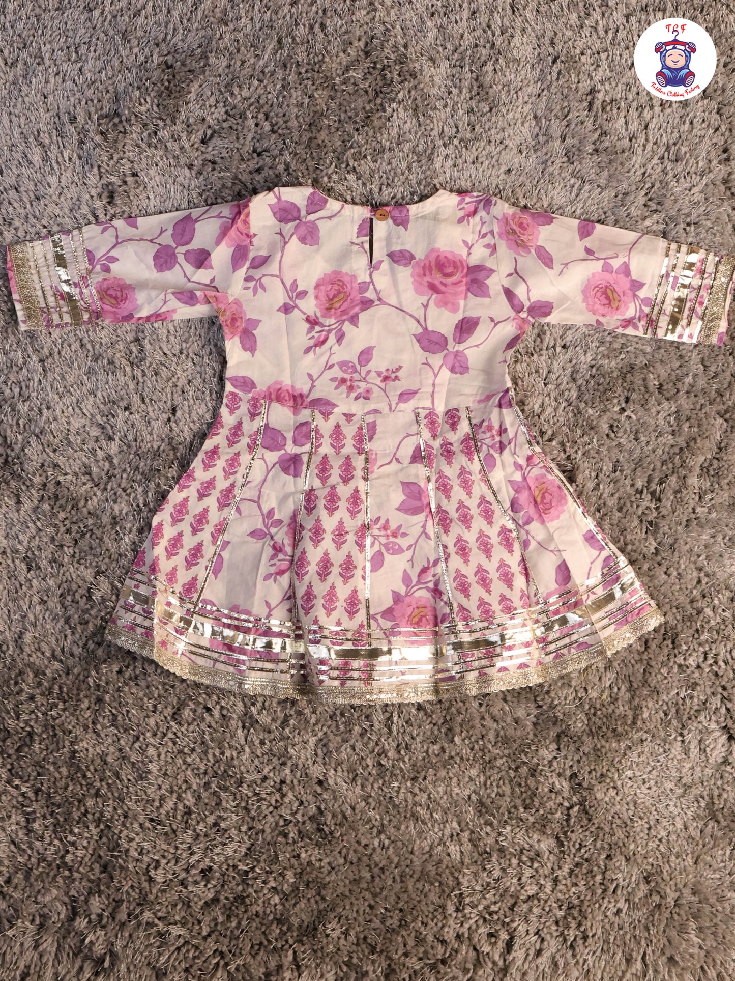 White & Lavender - Floral Printed Afgani Kurti With Pant And Dupatta