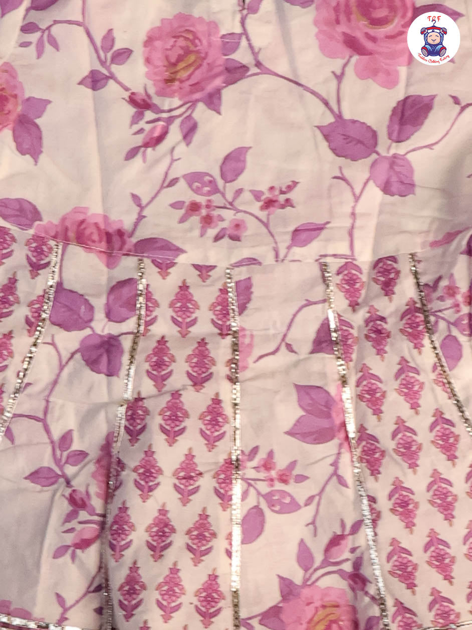 White & Lavender - Floral Printed Afgani Kurti With Pant And Dupatta