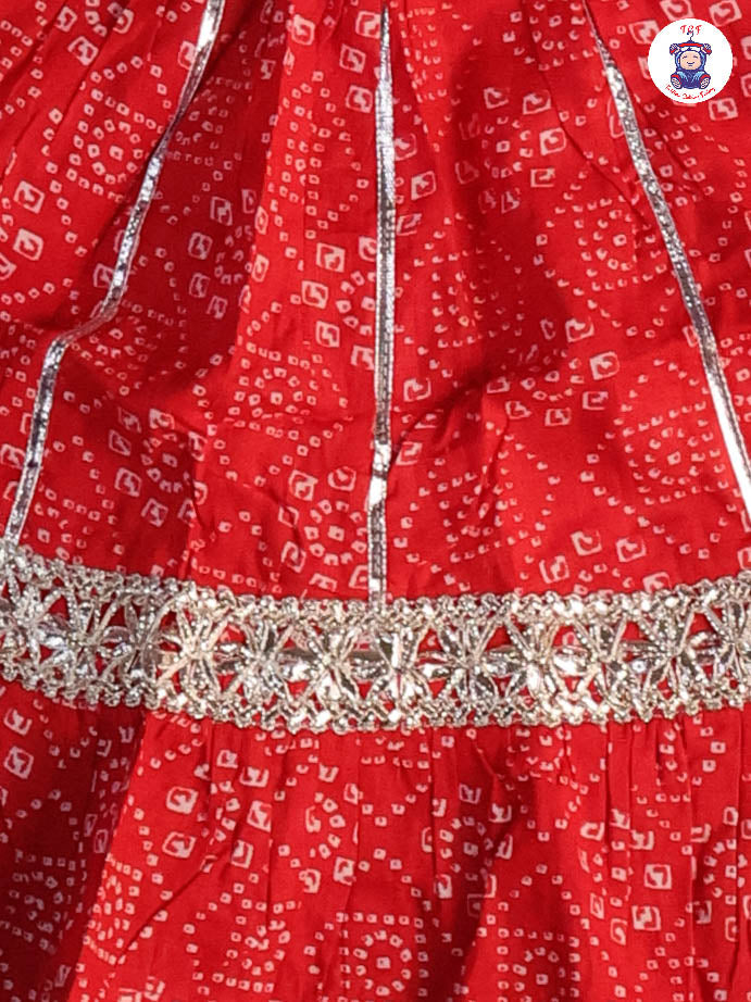 Red - Bandhini Printed Girls Lehenga Choli