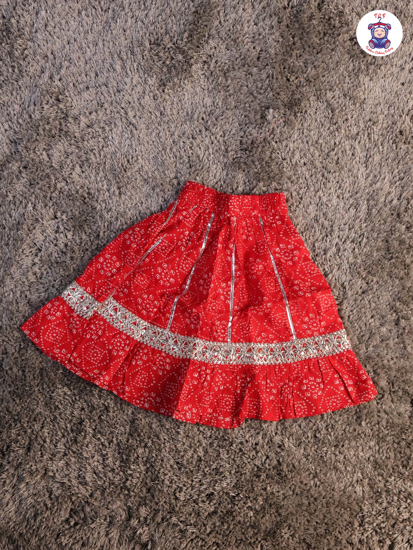 Red - Bandhini Printed Girls Lehenga Choli