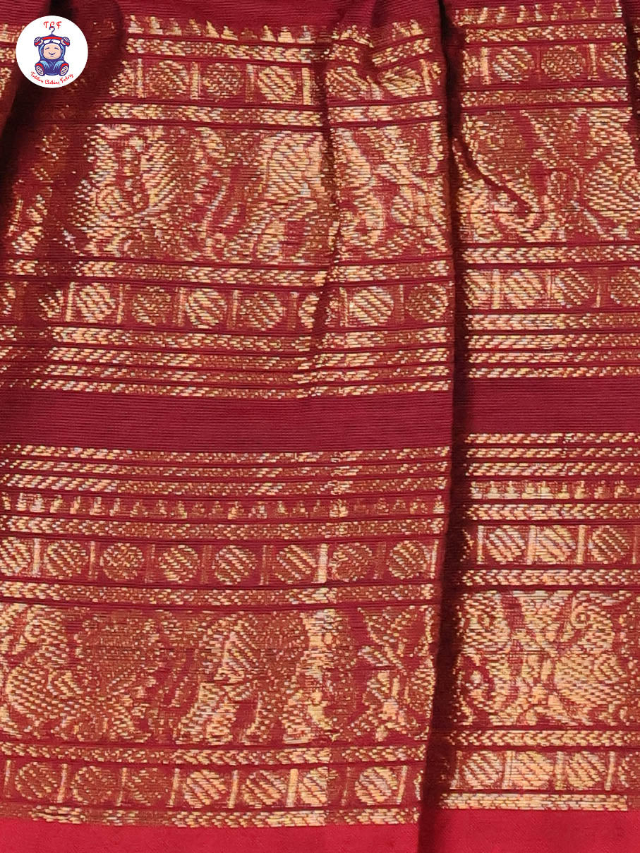Black & Red - Girls Chettinad Cotton Pan Collor Frock