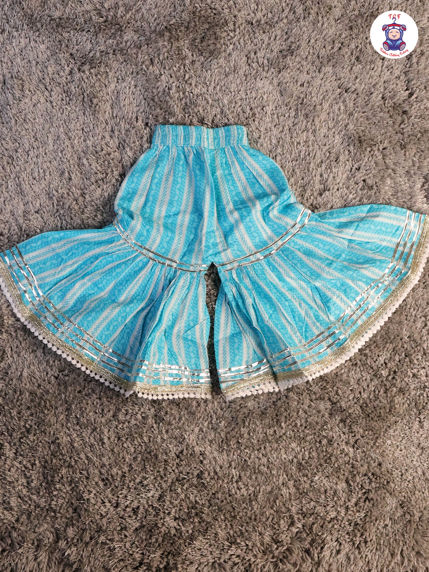 Sky Blue - Anarkali Kurti With Sharara