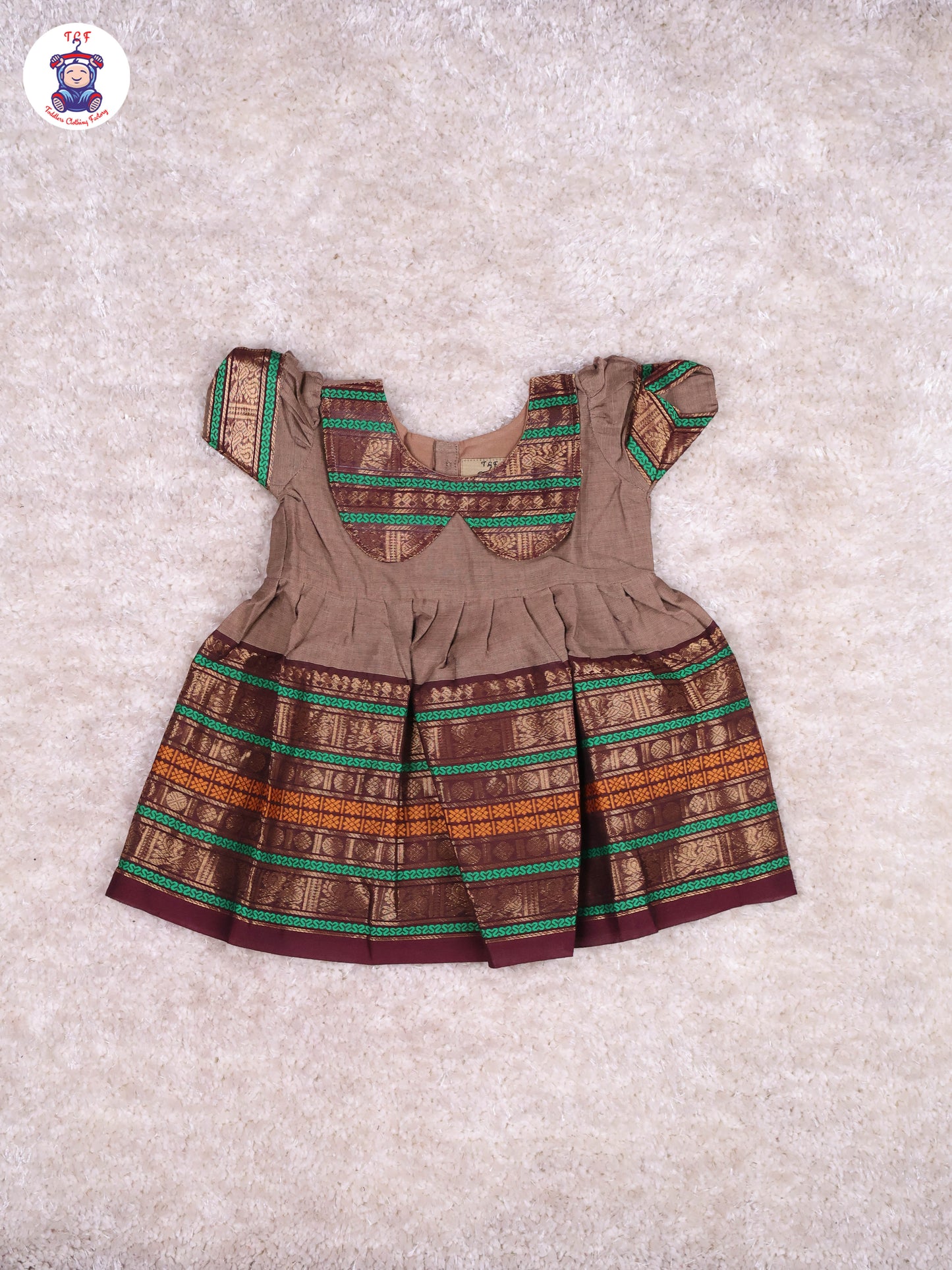 Grey & Black - Girls Chettinad Cotton Pan Collor Frocks