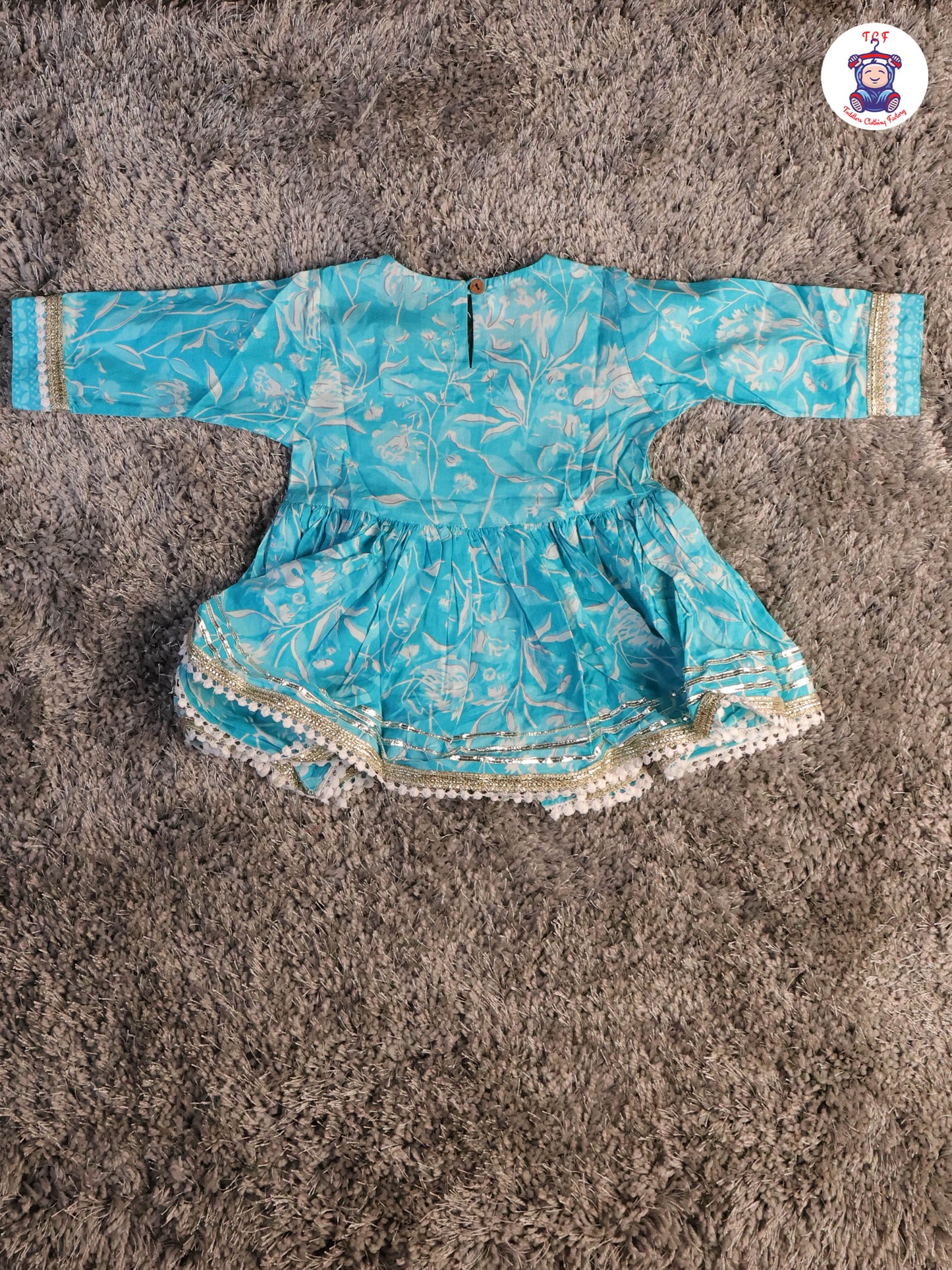 Sky Blue - Anarkali Kurti With Sharara