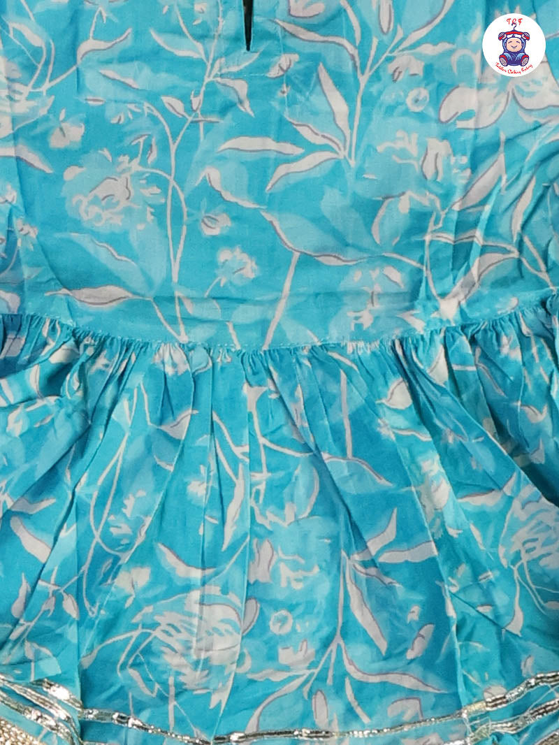 Sky Blue - Anarkali Kurti With Sharara
