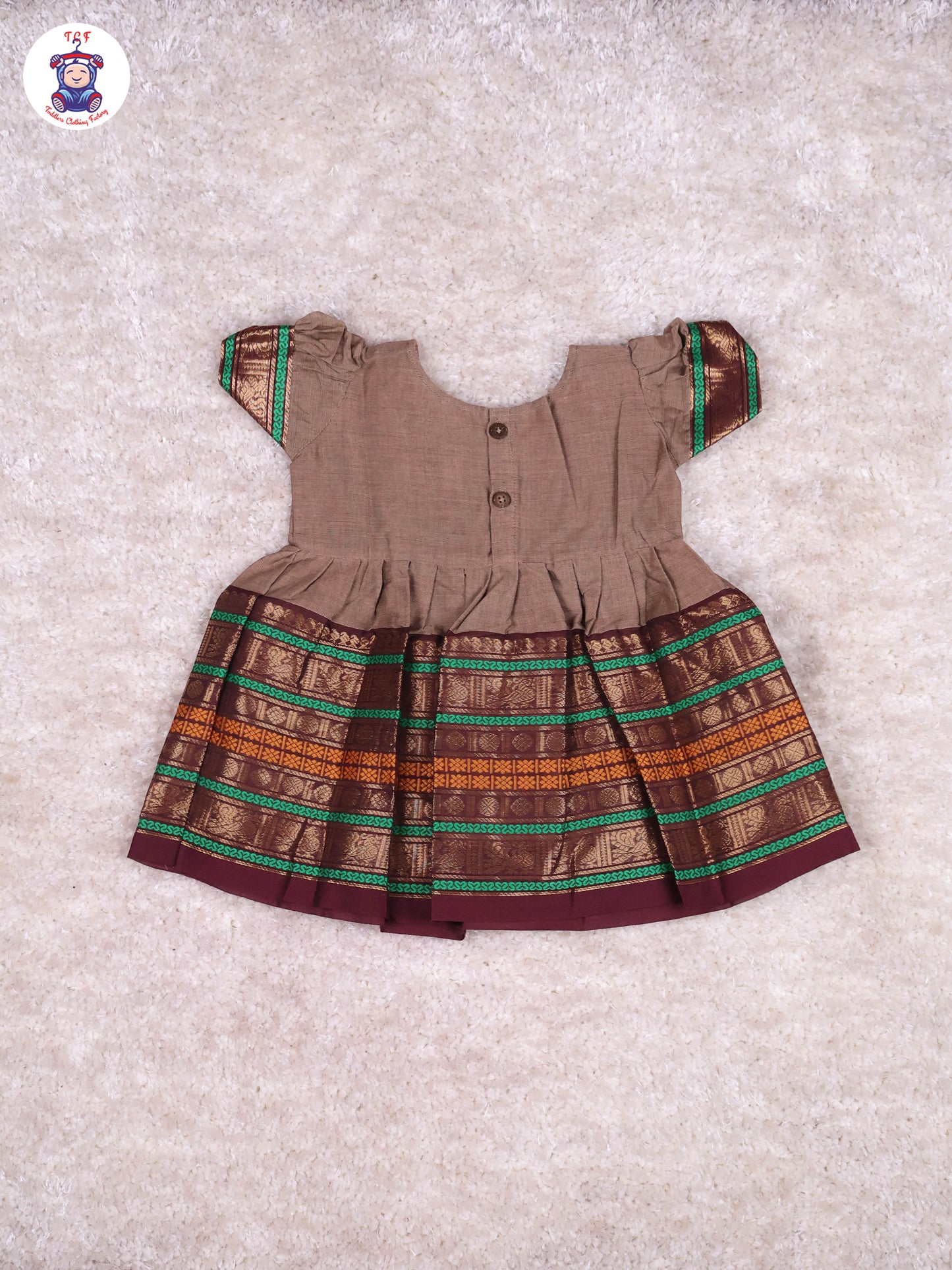 Grey & Black - Girls Chettinad Cotton Pan Collor Frocks