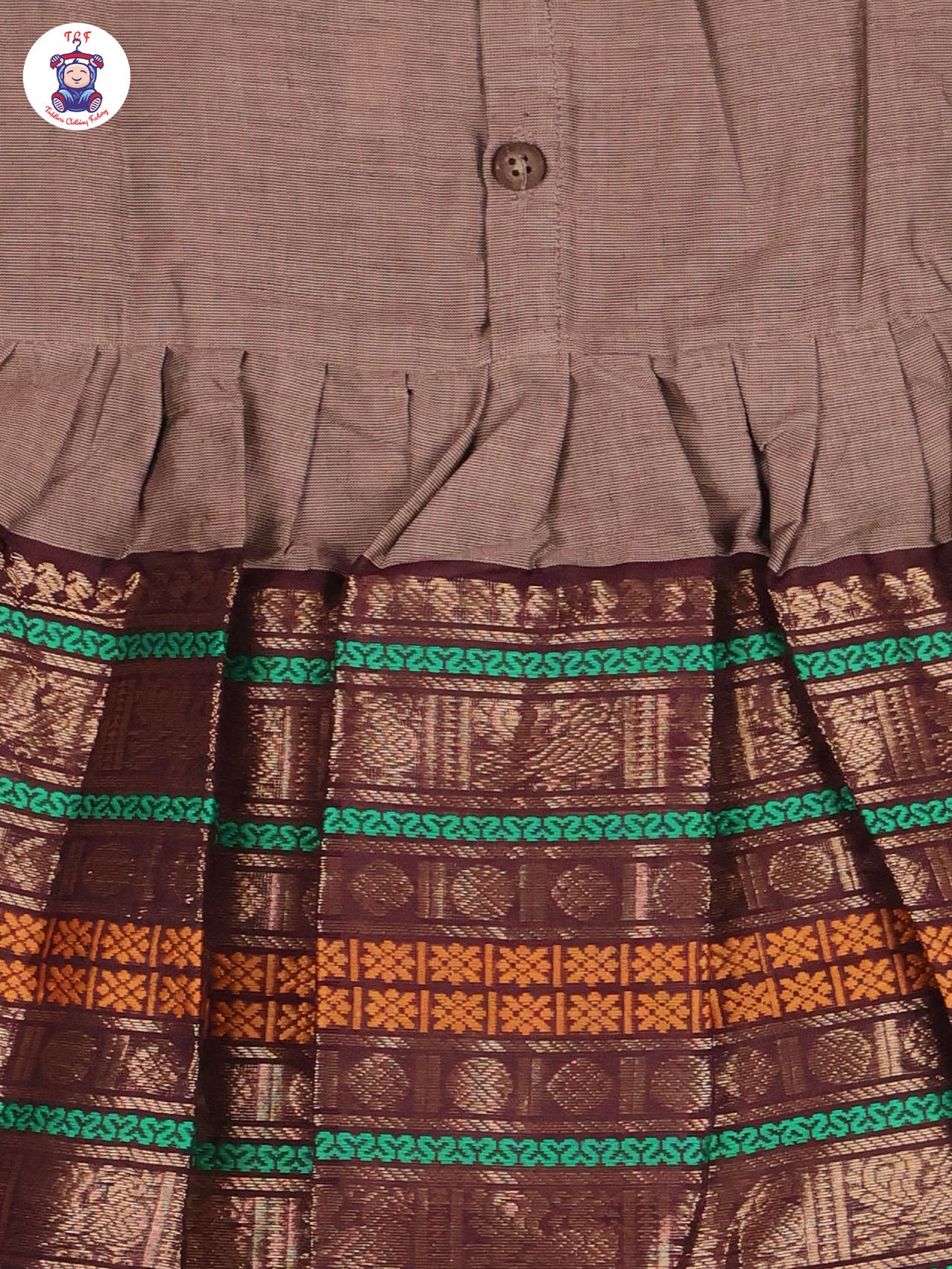 Grey & Black - Girls Chettinad Cotton Pan Collor Frocks