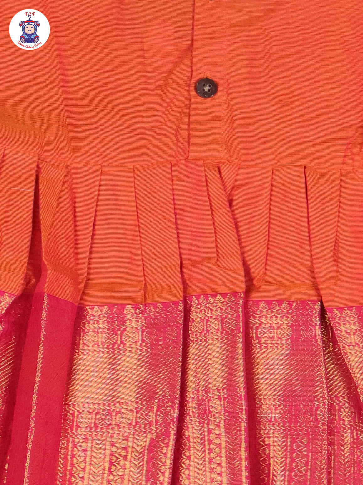 Orange & Pink - Girls Chettinad Cotton Pan Collor Frock