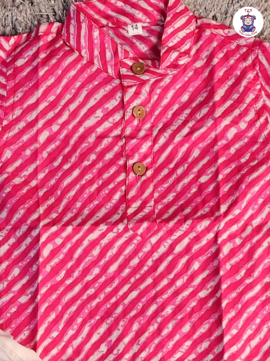 Pink - Boys Printed Kurta With Pant