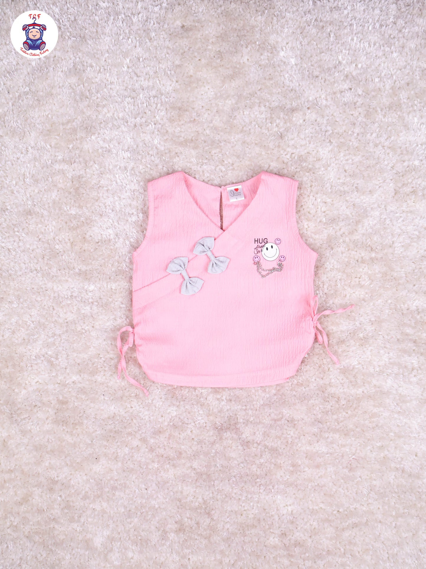 Light Pink & Grey Girls Gallis Top & Skirt