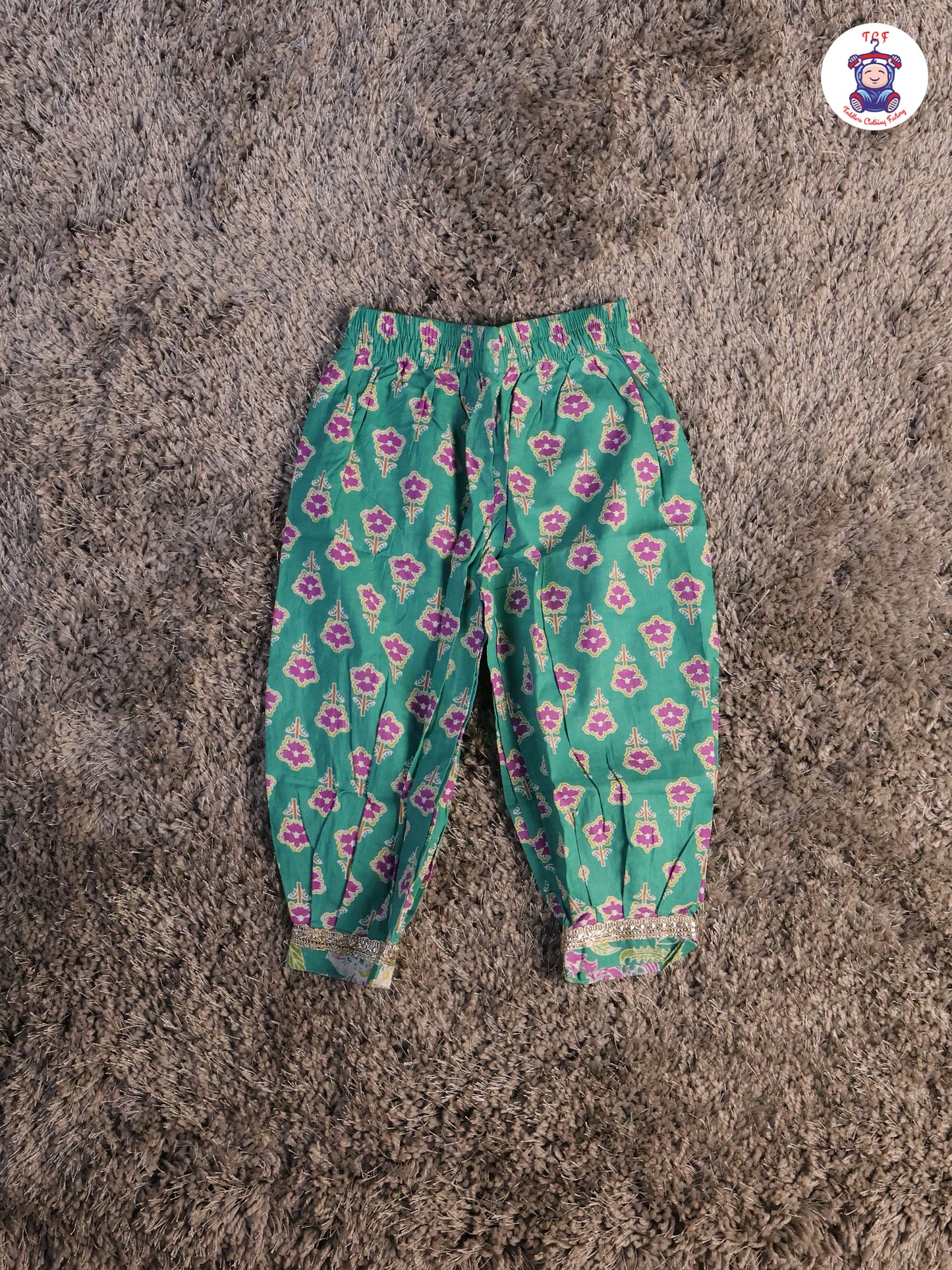 Green & Lavender - Floral Printed Afgani Kurti With Pant And Dupatta
