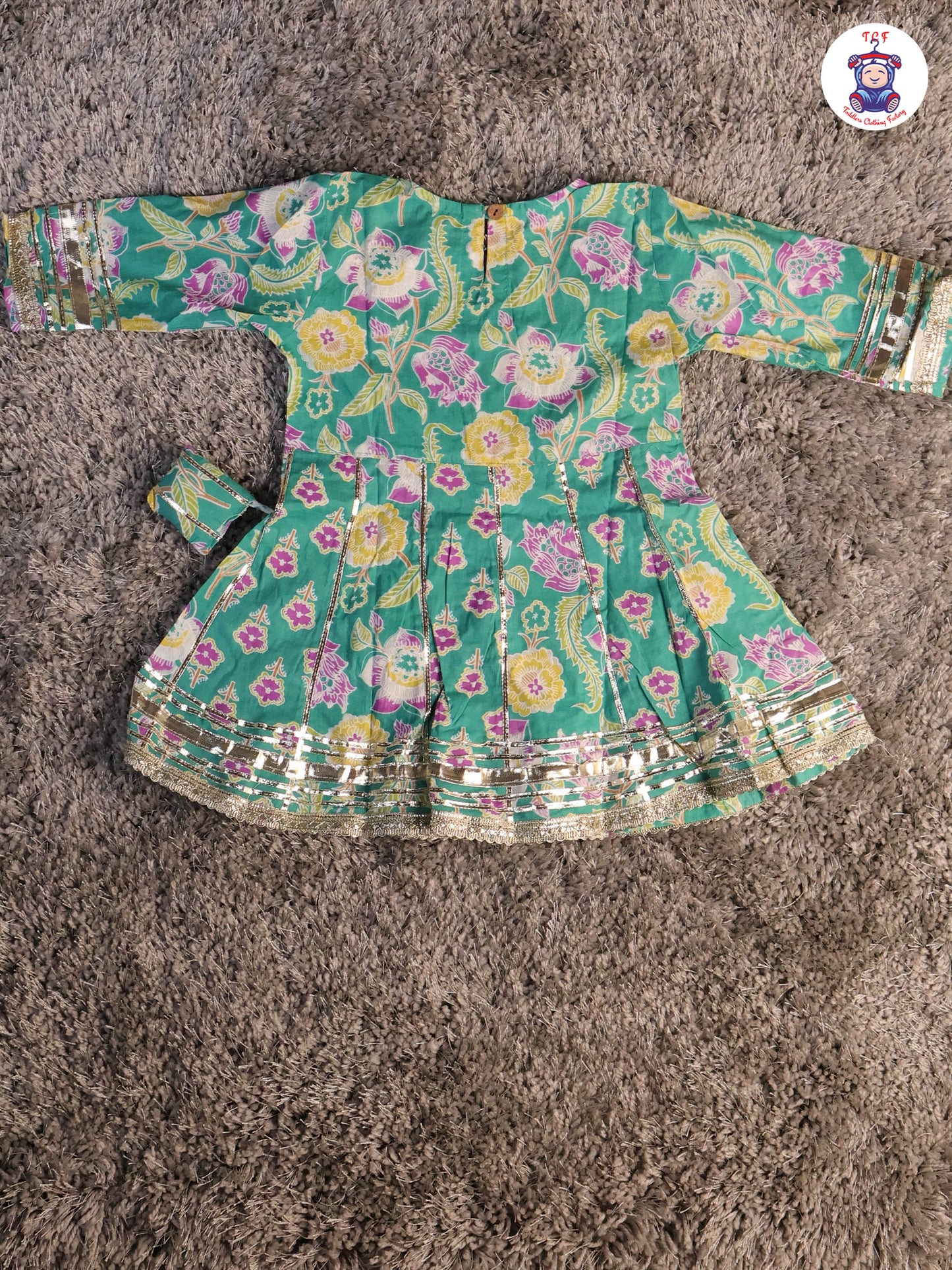 Green & Lavender - Floral Printed Afgani Kurti With Pant And Dupatta