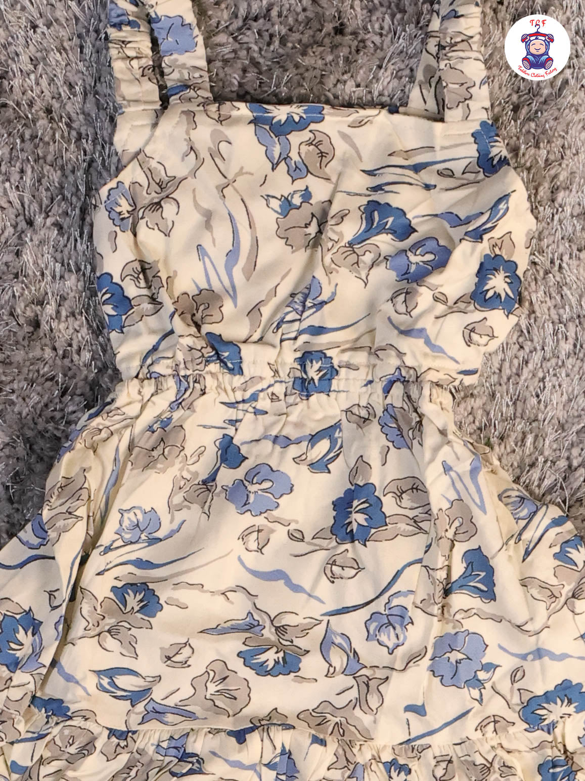 Cream & Blue - Floral Printed Frocks