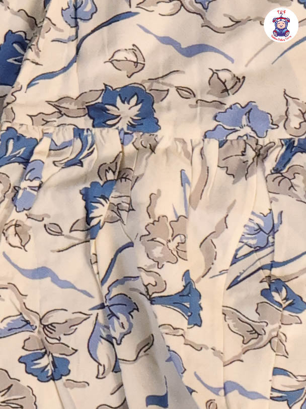 Cream & Blue - Floral Printed Frocks