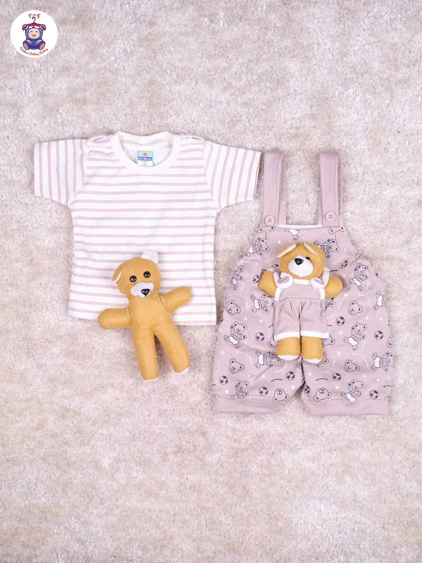 Light Pink & White - Teddy Jumpsuits