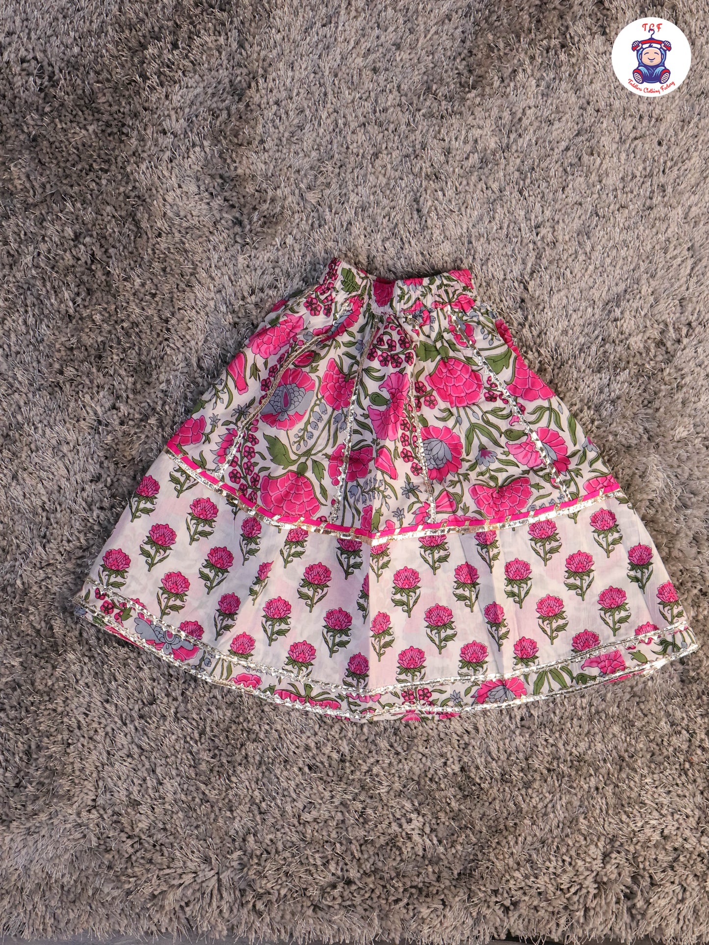 Pink & White - Floral Printed Girls Lehenga Choli