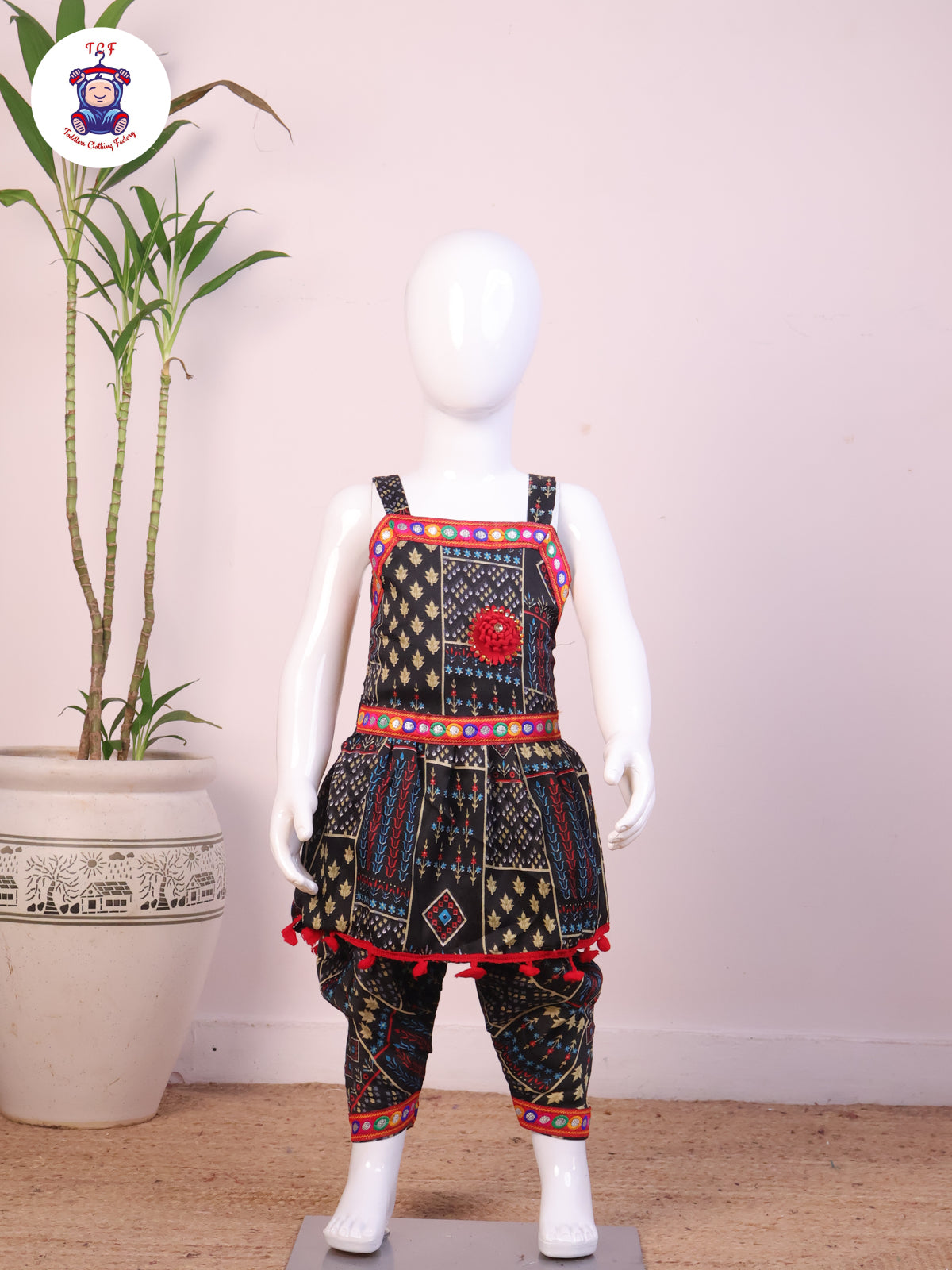 Black - Dhoti Kurti Top & Bottom Set
