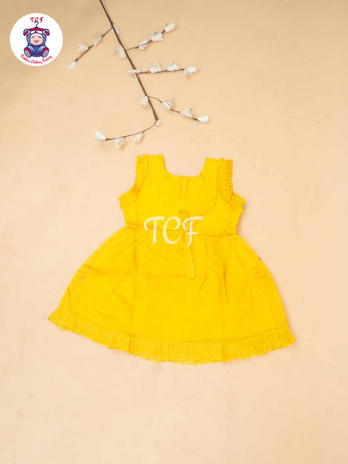 Yellow - Girls Embrodiery Chanderi cotton Frocks