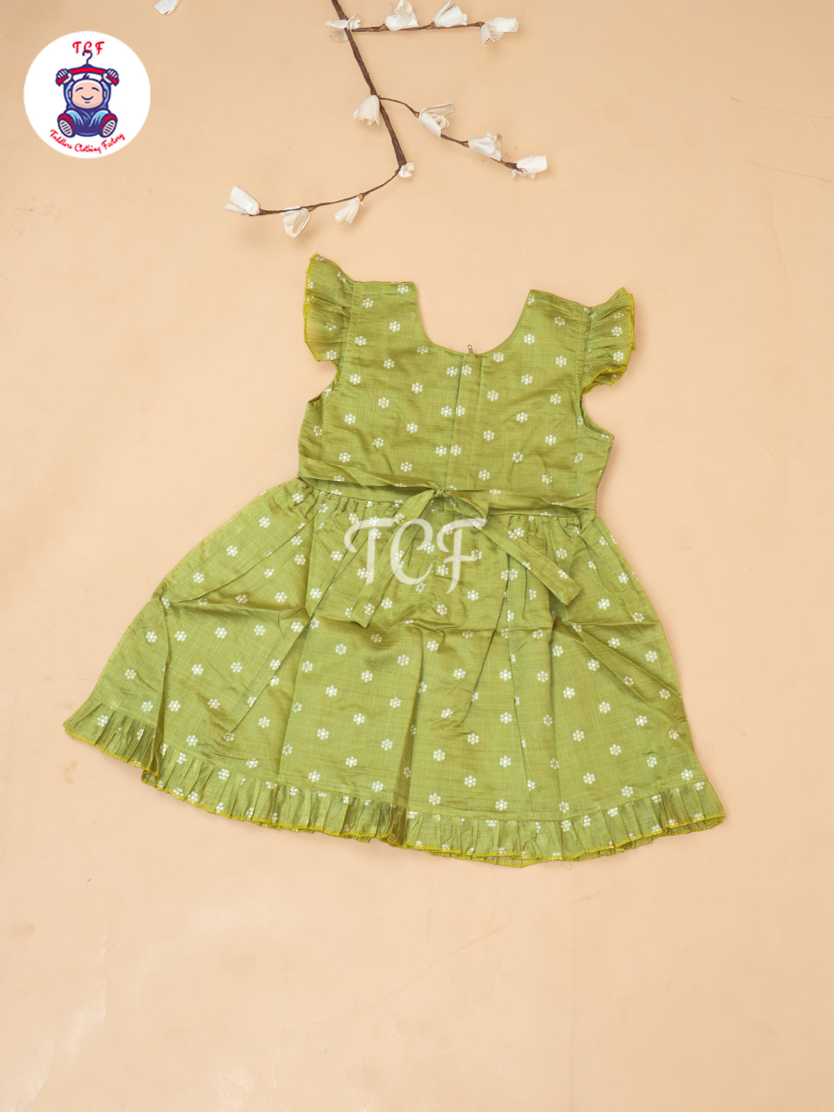 Green - Girls Embrodiery Chanderi cotton Frocks