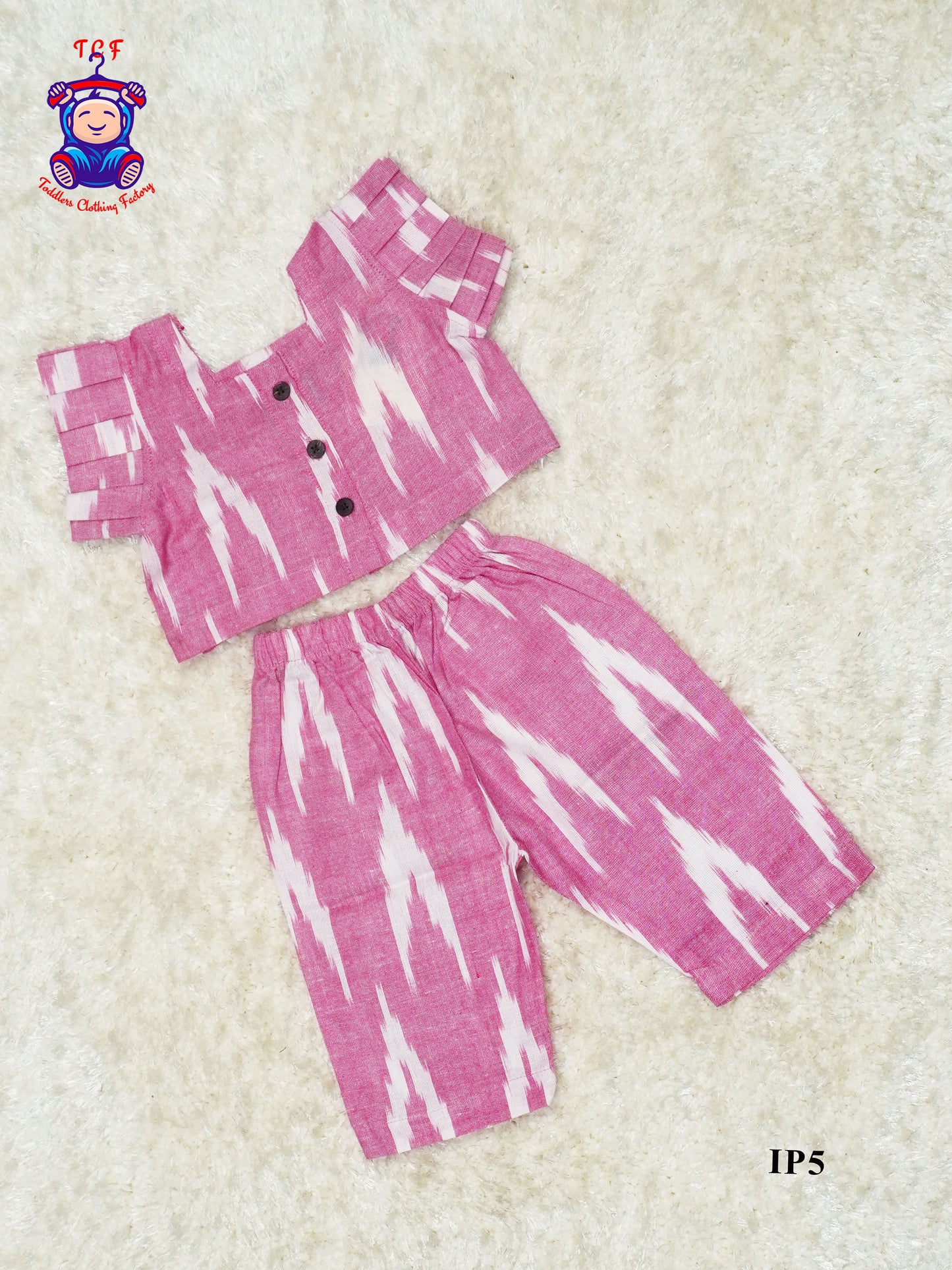 Pink - Girls Readymade Ikat Pyjama Sets