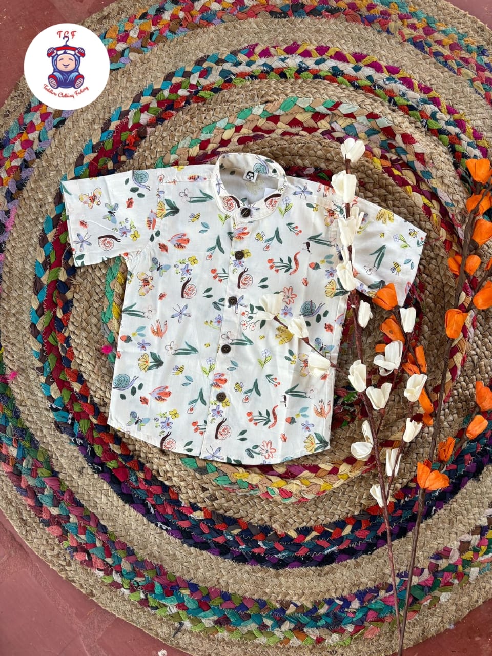 White Flower - Boys Readymade Ikat Shirts