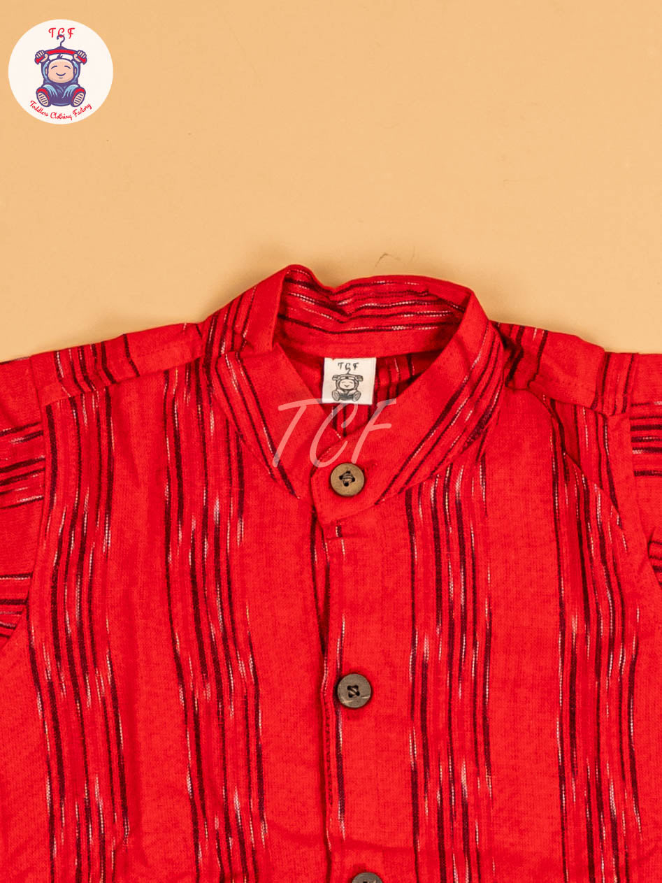 Red - Boys Readymade Ikat Shirt