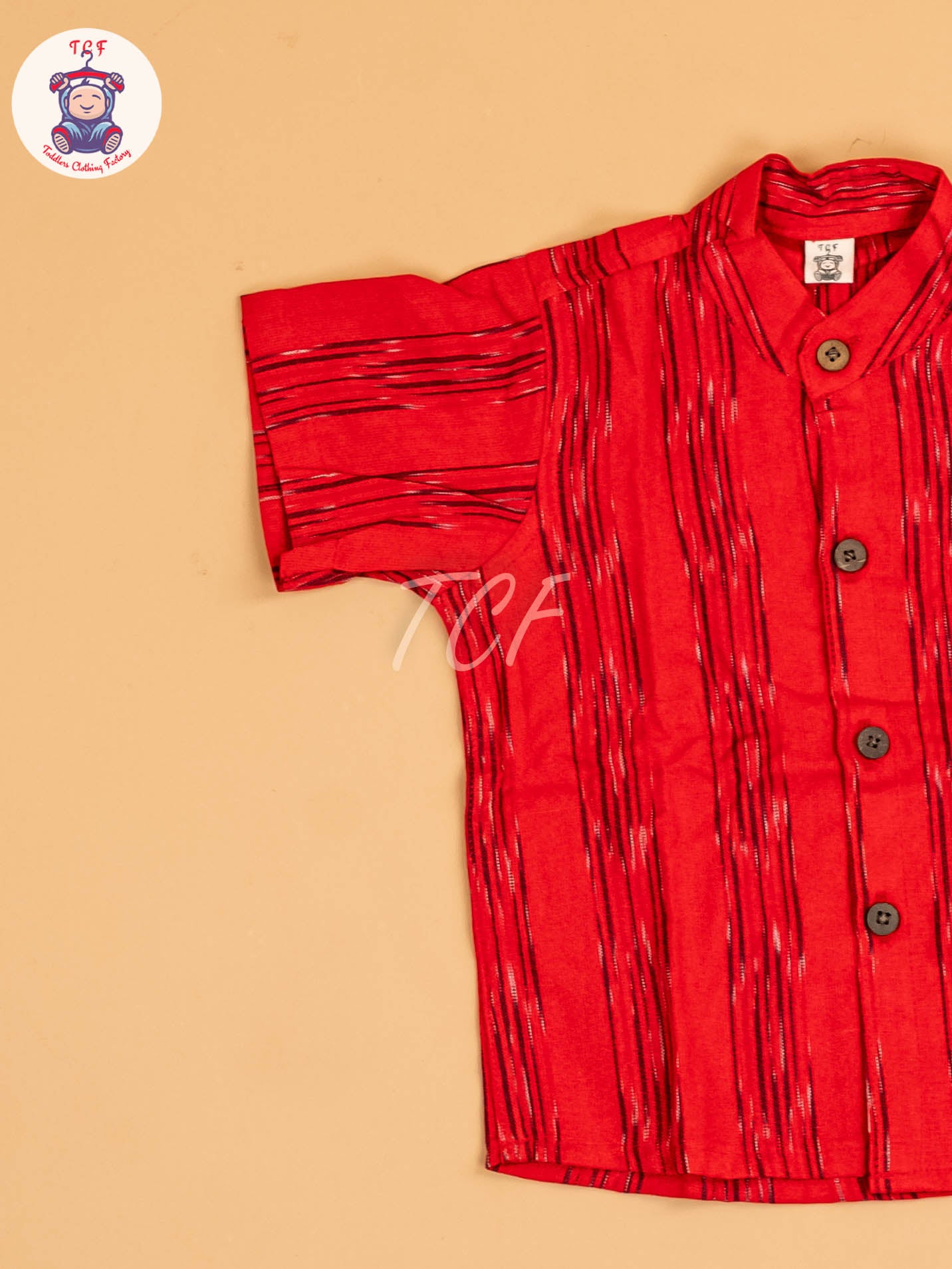 Red - Boys Readymade Ikat Shirt