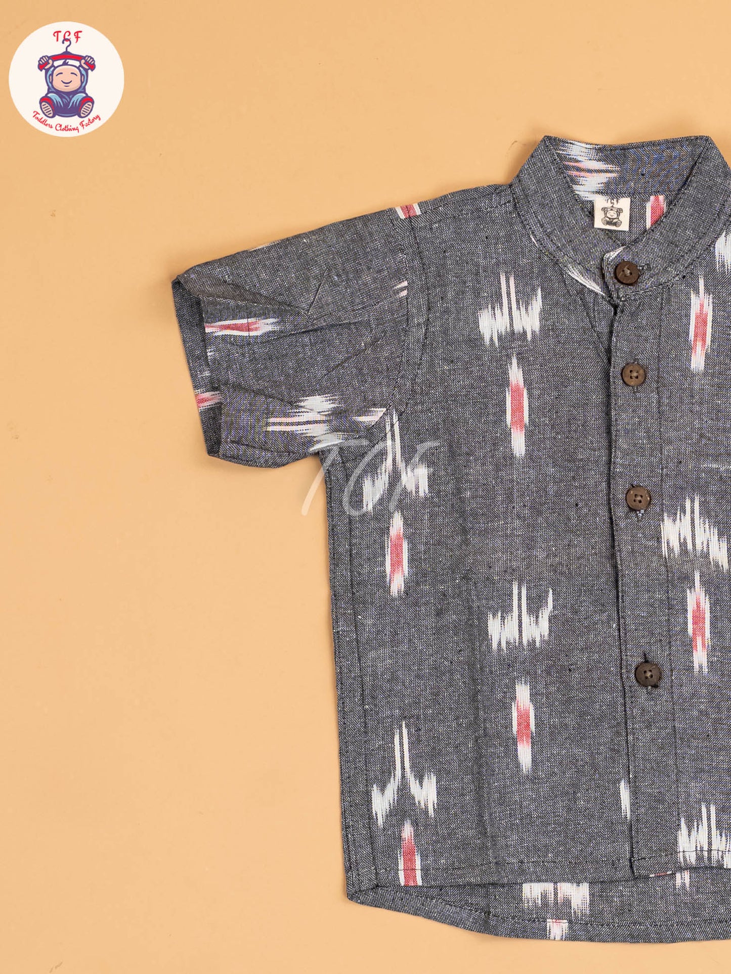 Grey & Pink - Boys Readymade Ikat Shirt