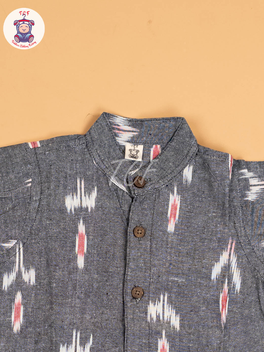 Grey & Pink - Boys Readymade Ikat Shirt