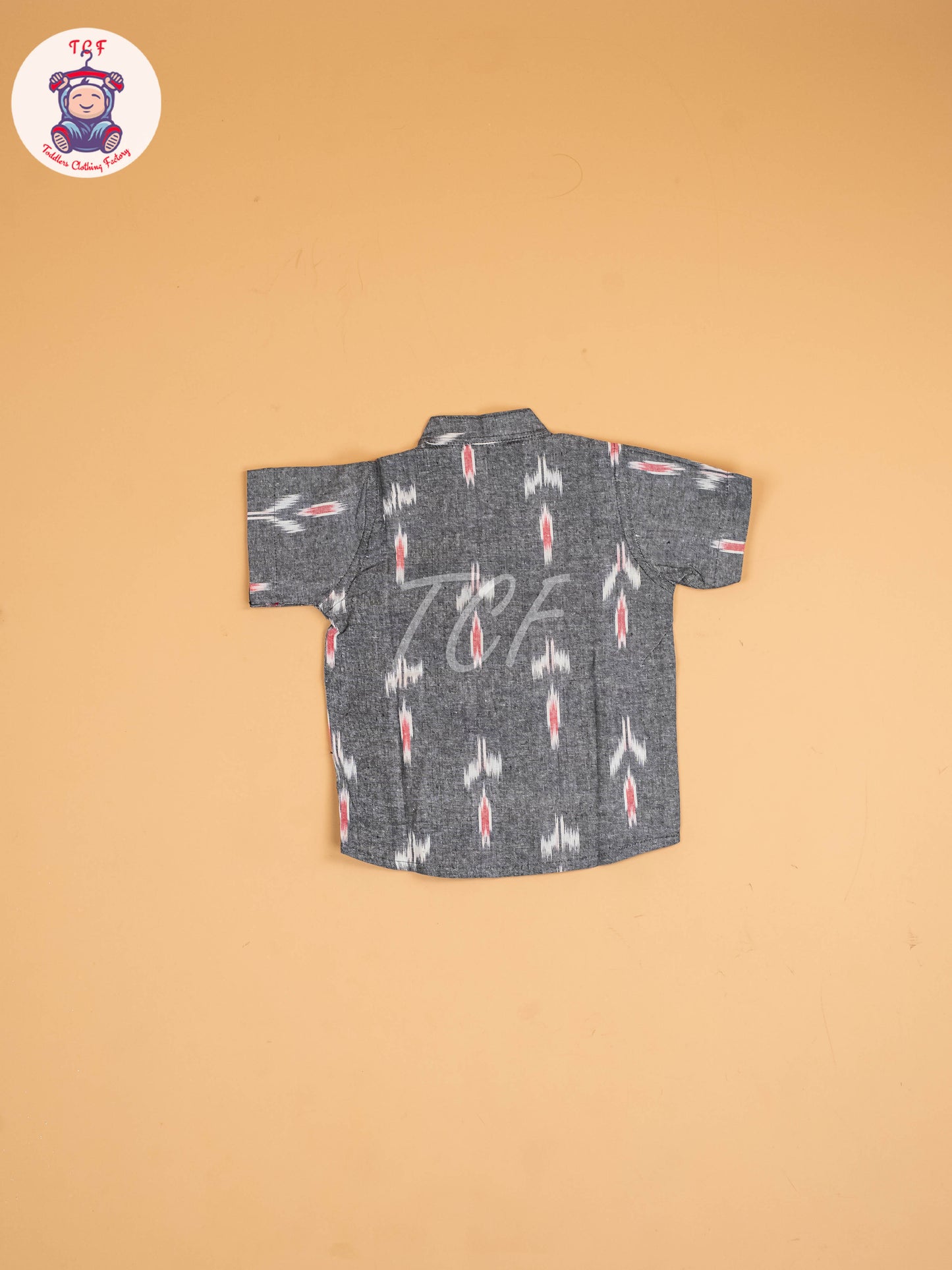 Grey & Pink - Boys Readymade Ikat Shirt