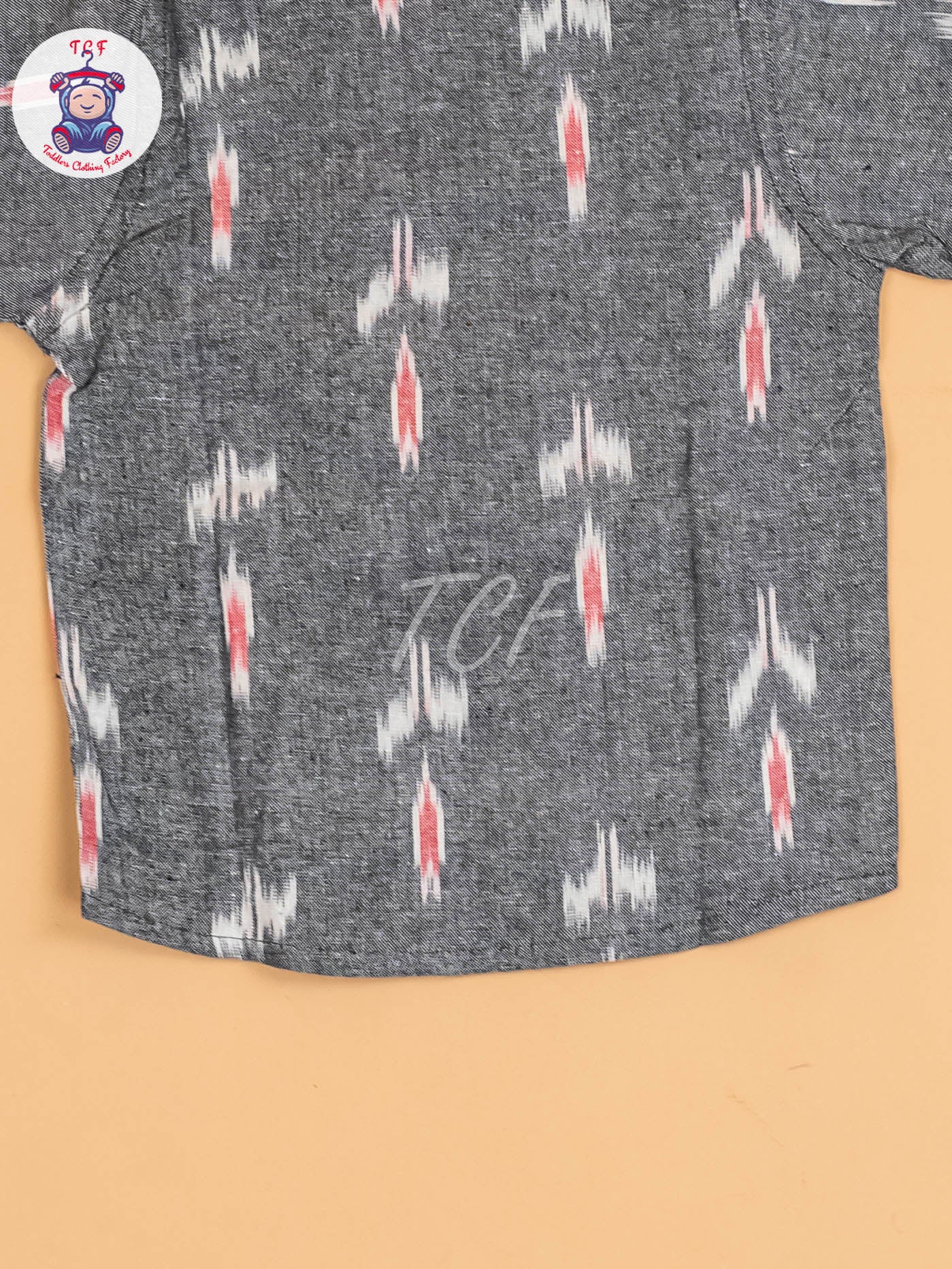 Grey & Pink - Boys Readymade Ikat Shirt