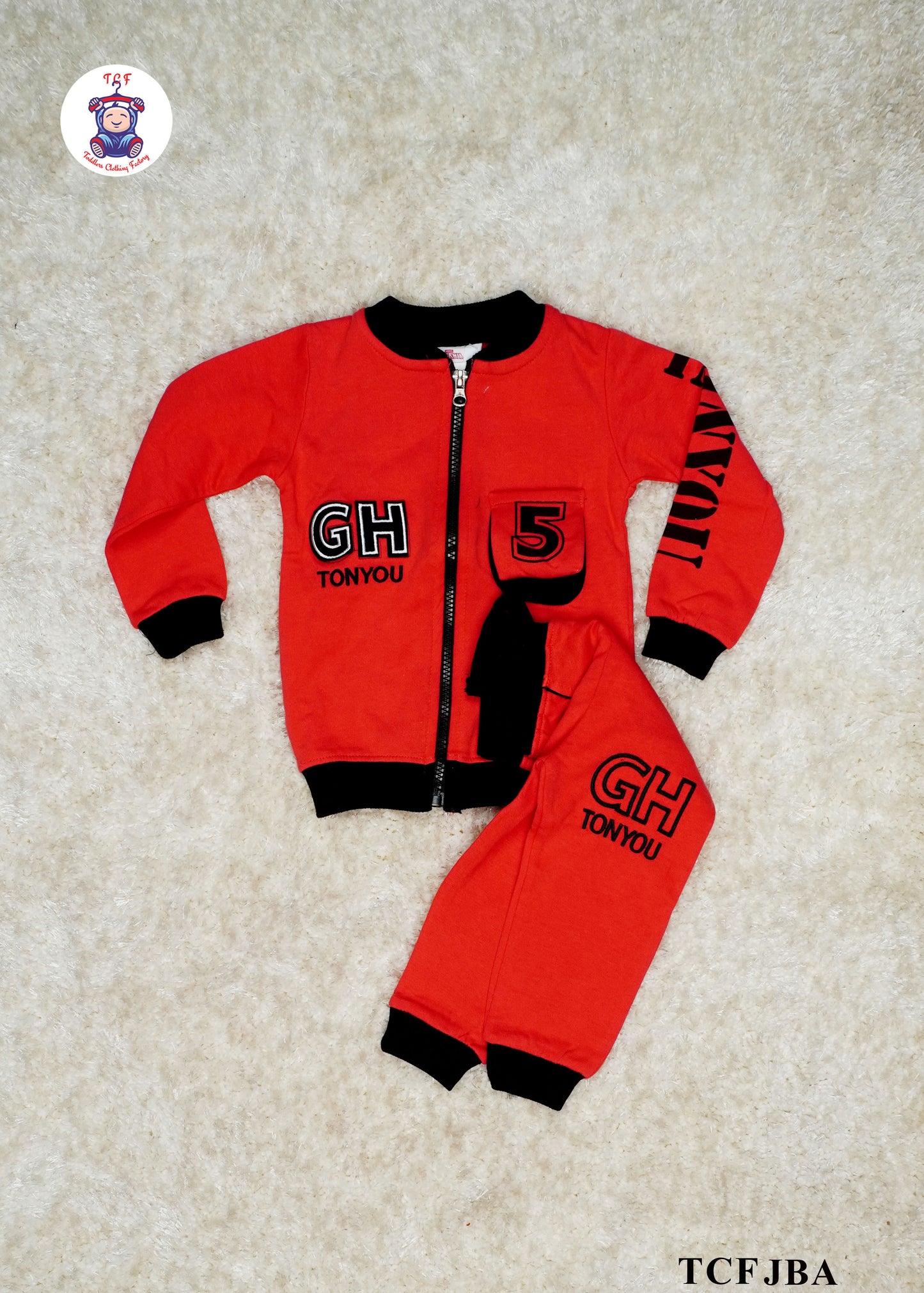 Red & Black Boys Joggers Sets