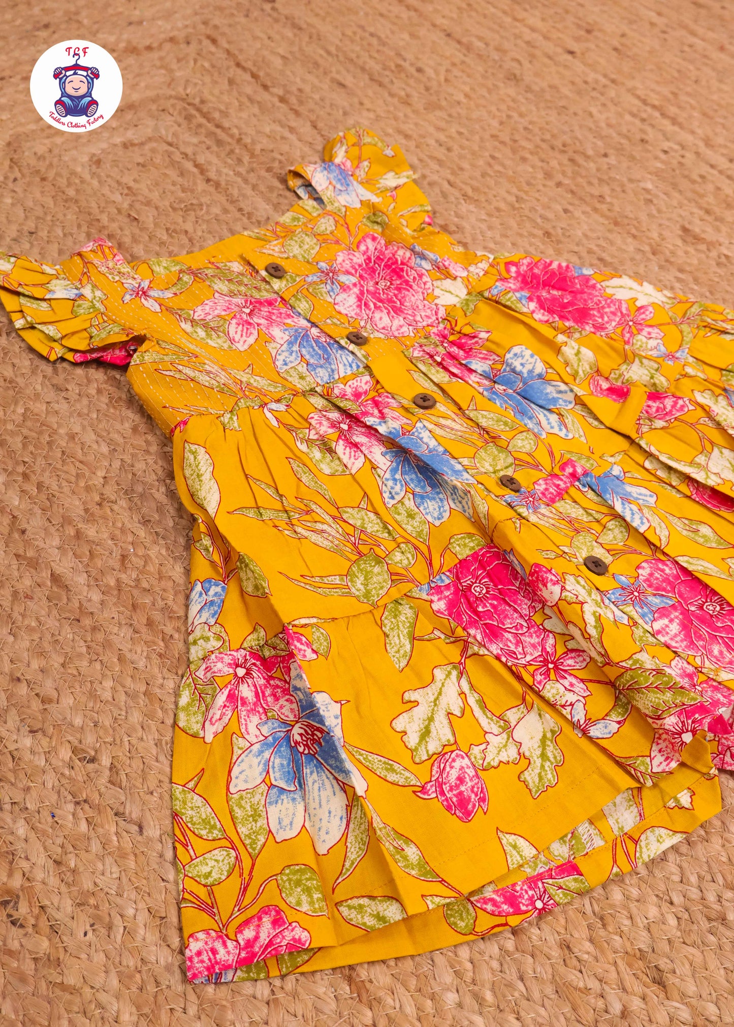 Yellow Hibiscus - Girls Readymade Jaipuri Frocks
