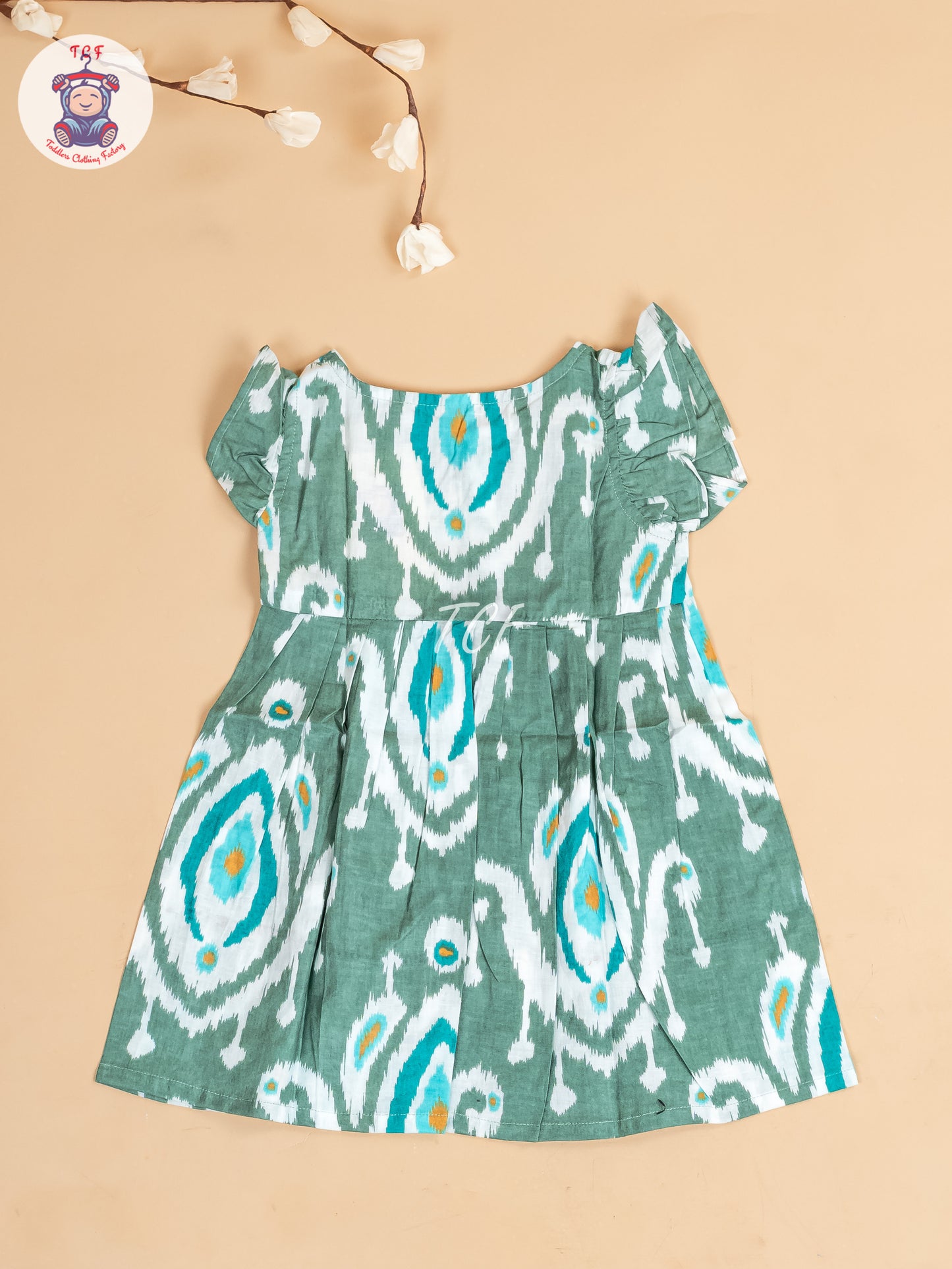 Green - Girls Readymade Jaipuri Printed Cotton Frocks