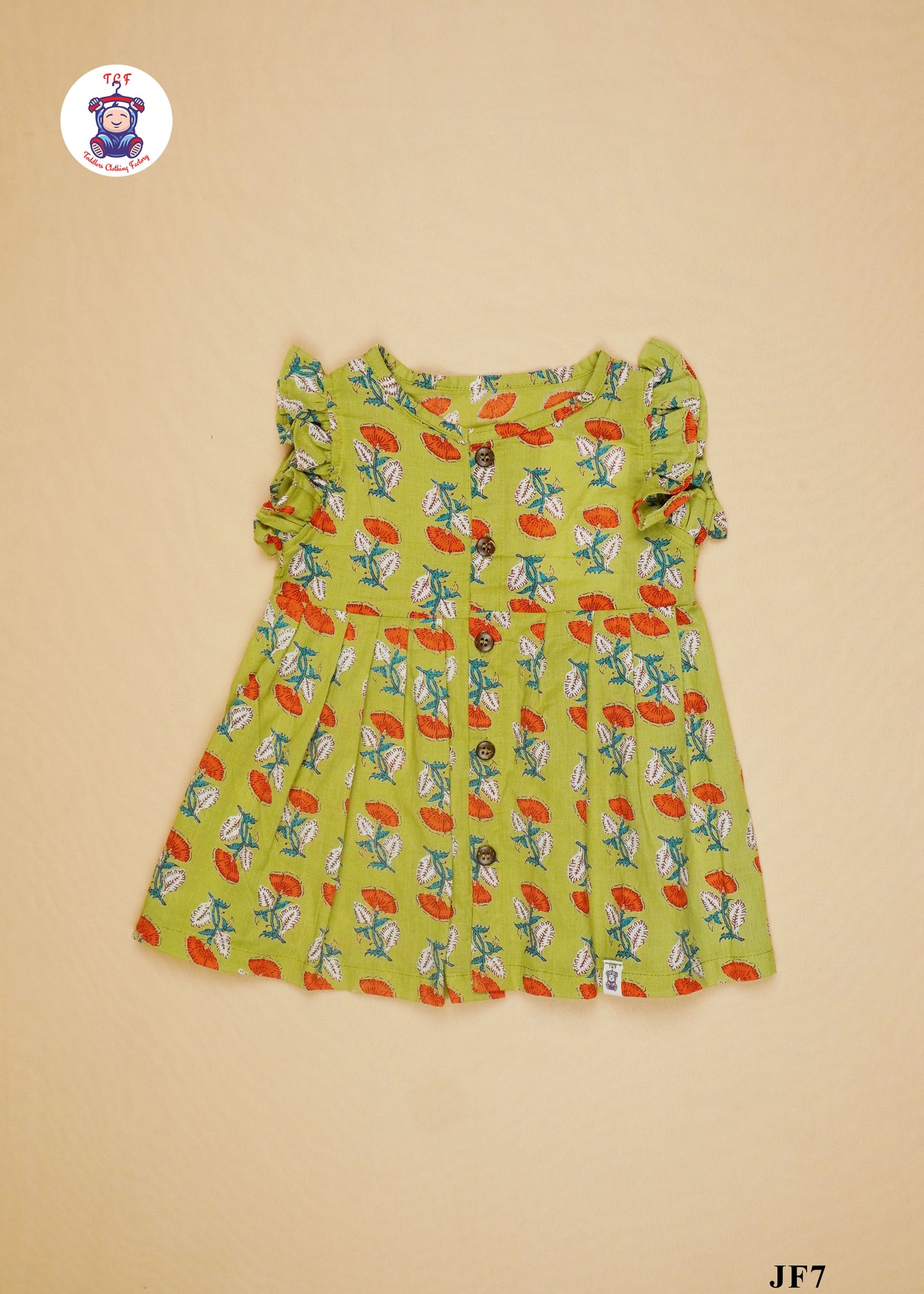 Olive Green - Girls Readymade Jaipuri Frocks