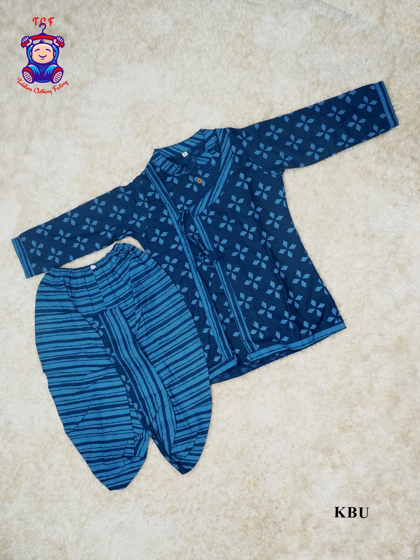 Blue - Unisex Angarkha Dhoti Set