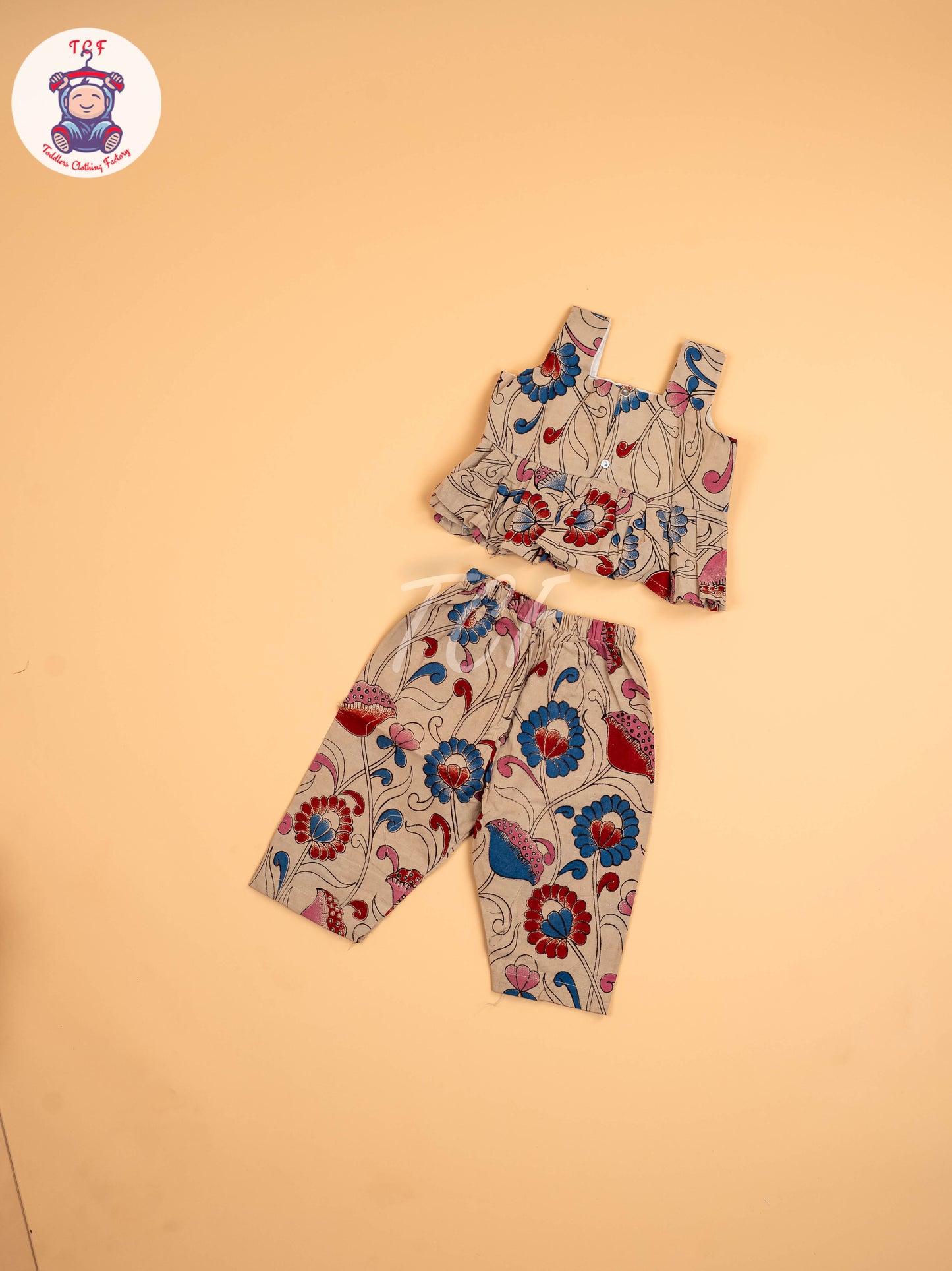Cream - Floral Printed Kalamkari Co-ords Sets