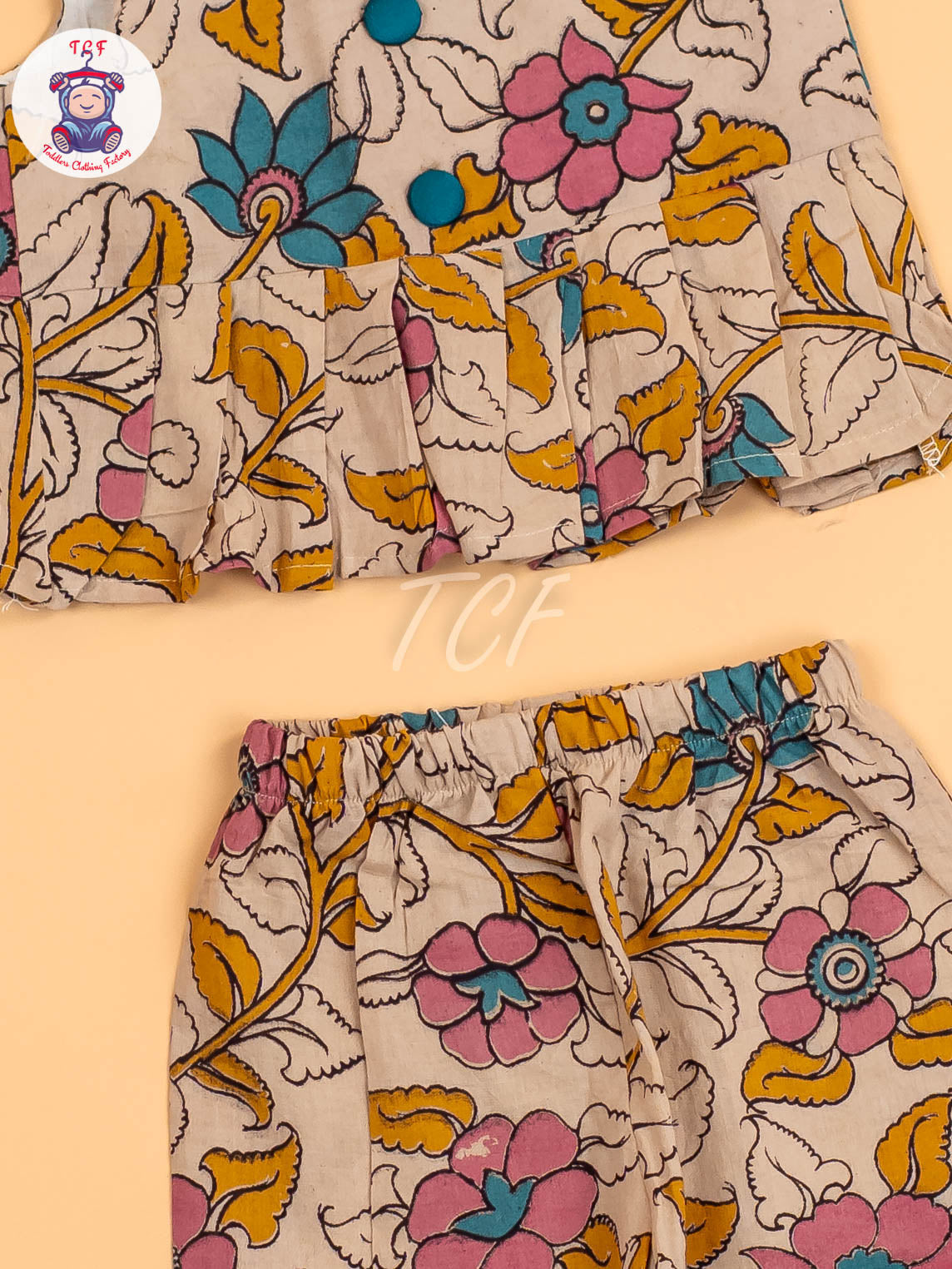 Cream - Floral Printed Kalamkari Co-ords Sets