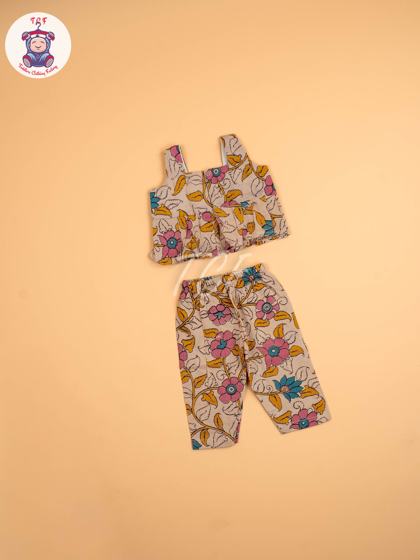 Cream - Floral Printed Kalamkari Co-ords Sets