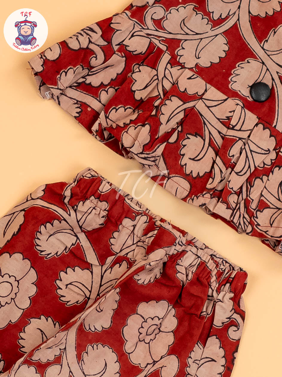 Red - Floral Printed Kalamkari Co-ords Sets