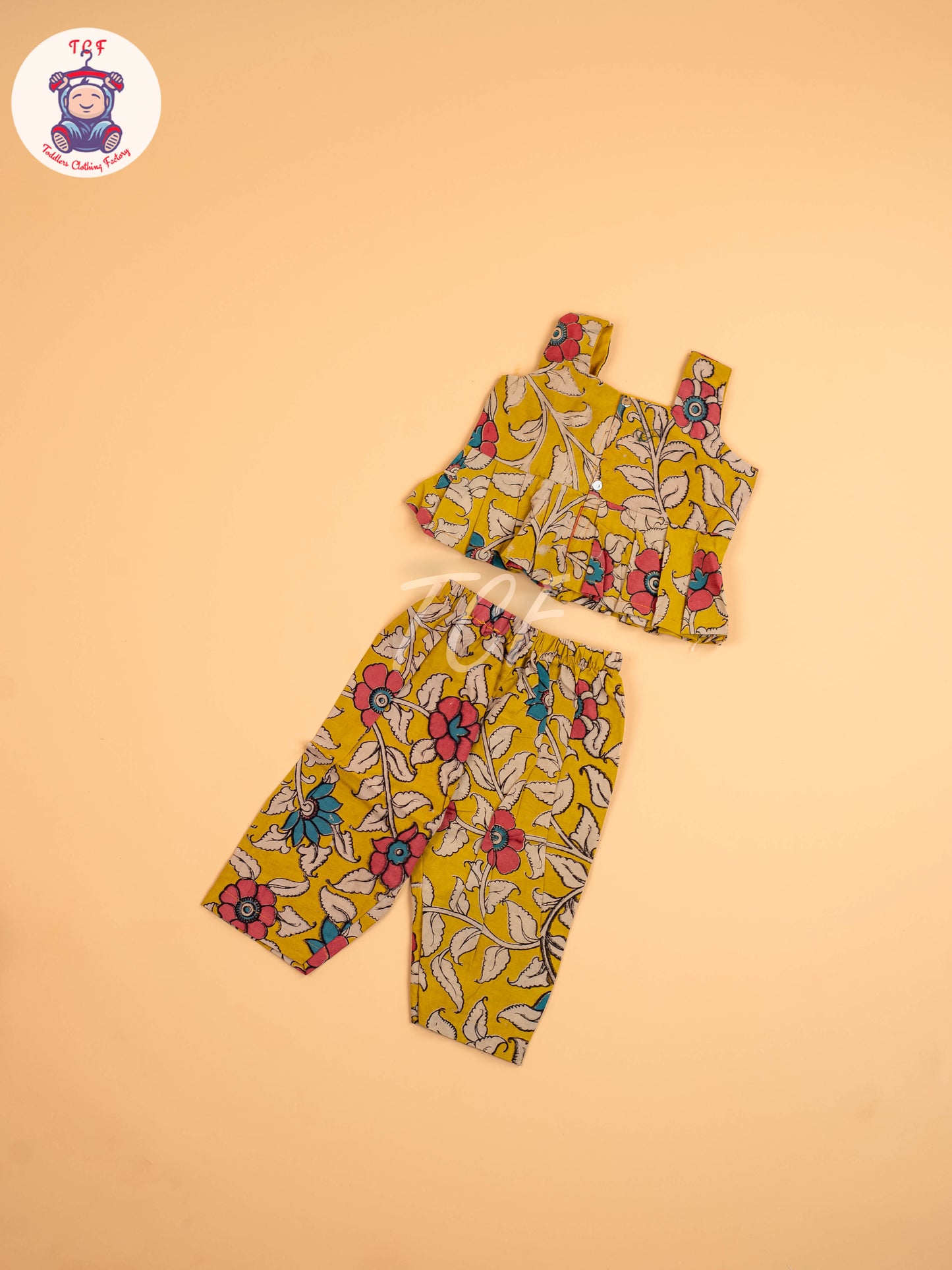 Mustard - Floral Printed Kalamkari Co-ords Sets