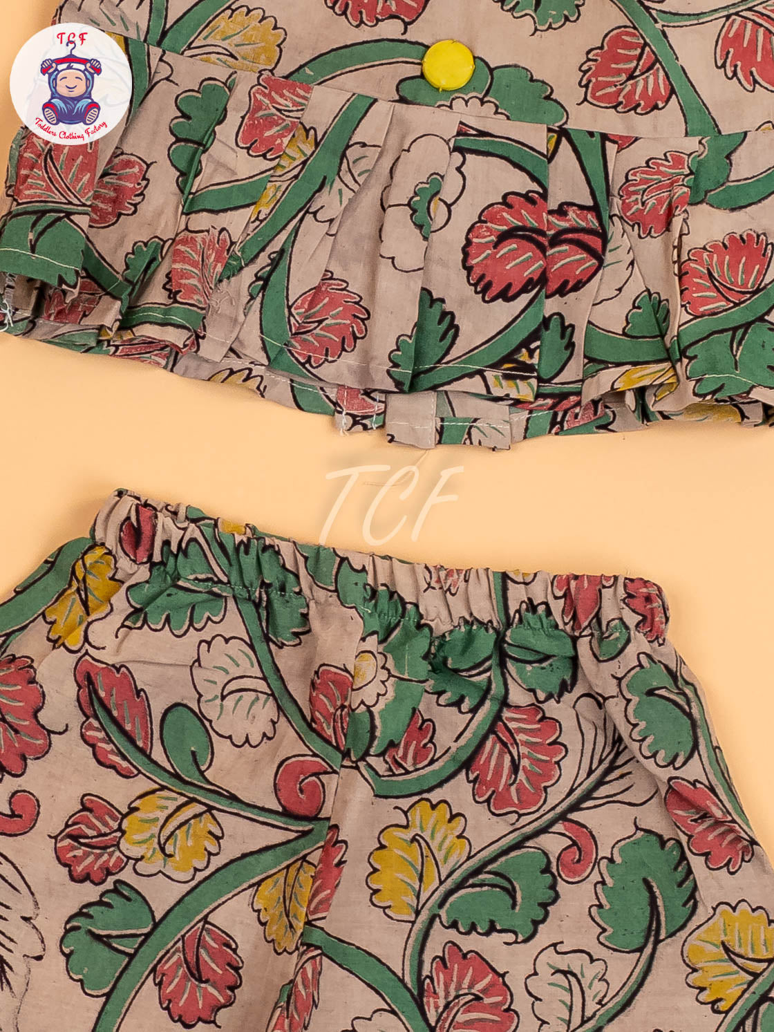 Cream - Floral Printed Kalamkari Co-ords Sets