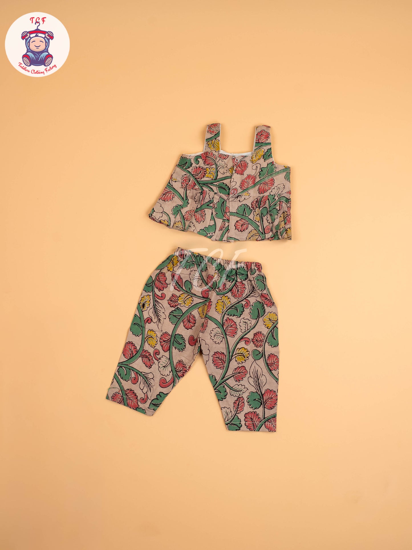 Cream - Floral Printed Kalamkari Co-ords Sets