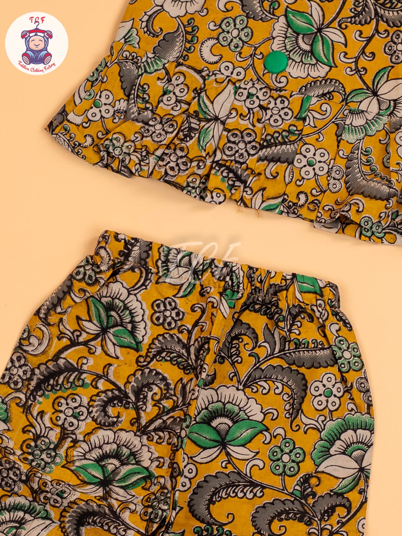 Mustard & Green - Floral Printed Kalamkari Co-ords Sets