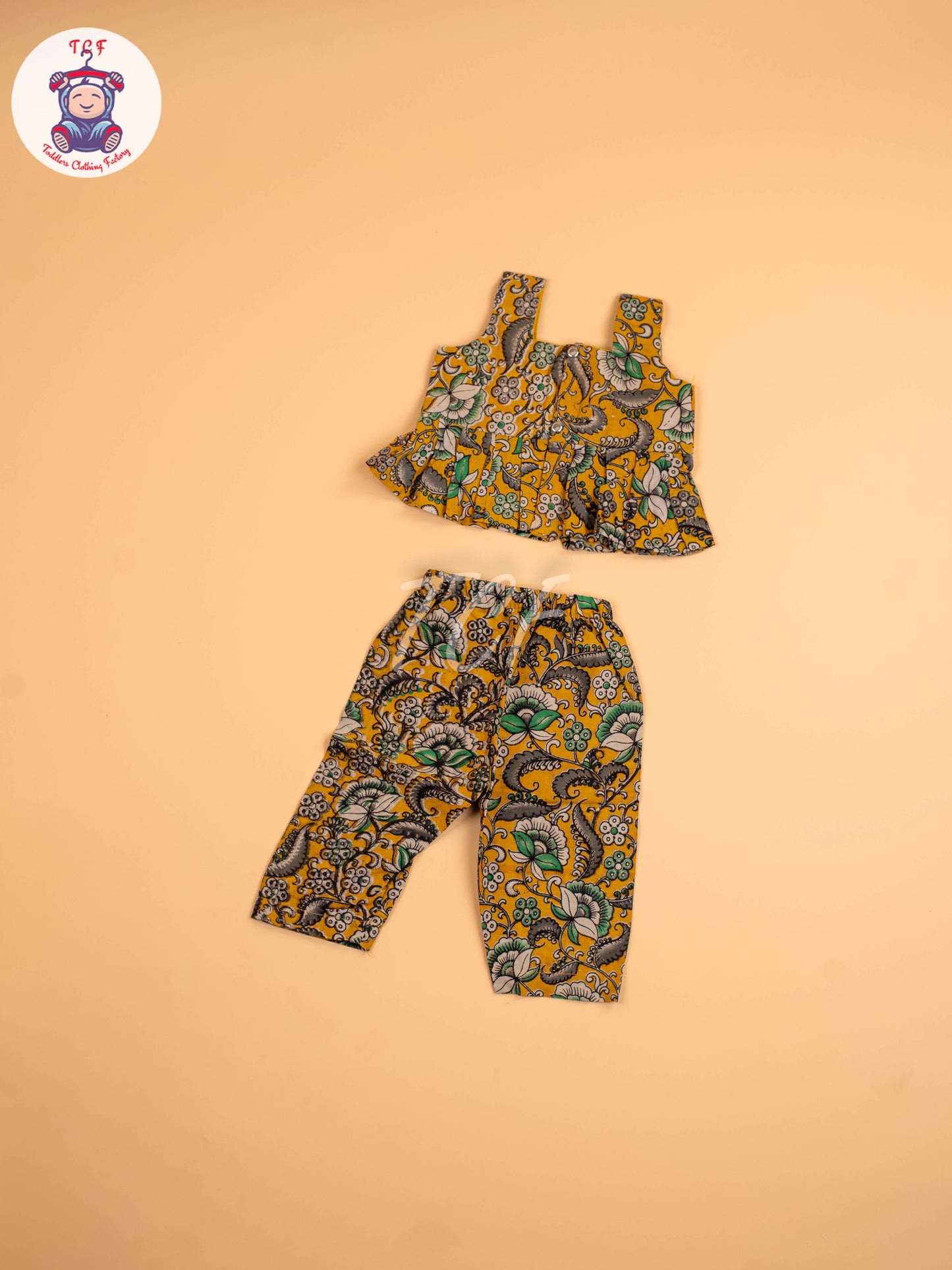Mustard & Green - Floral Printed Kalamkari Co-ords Sets