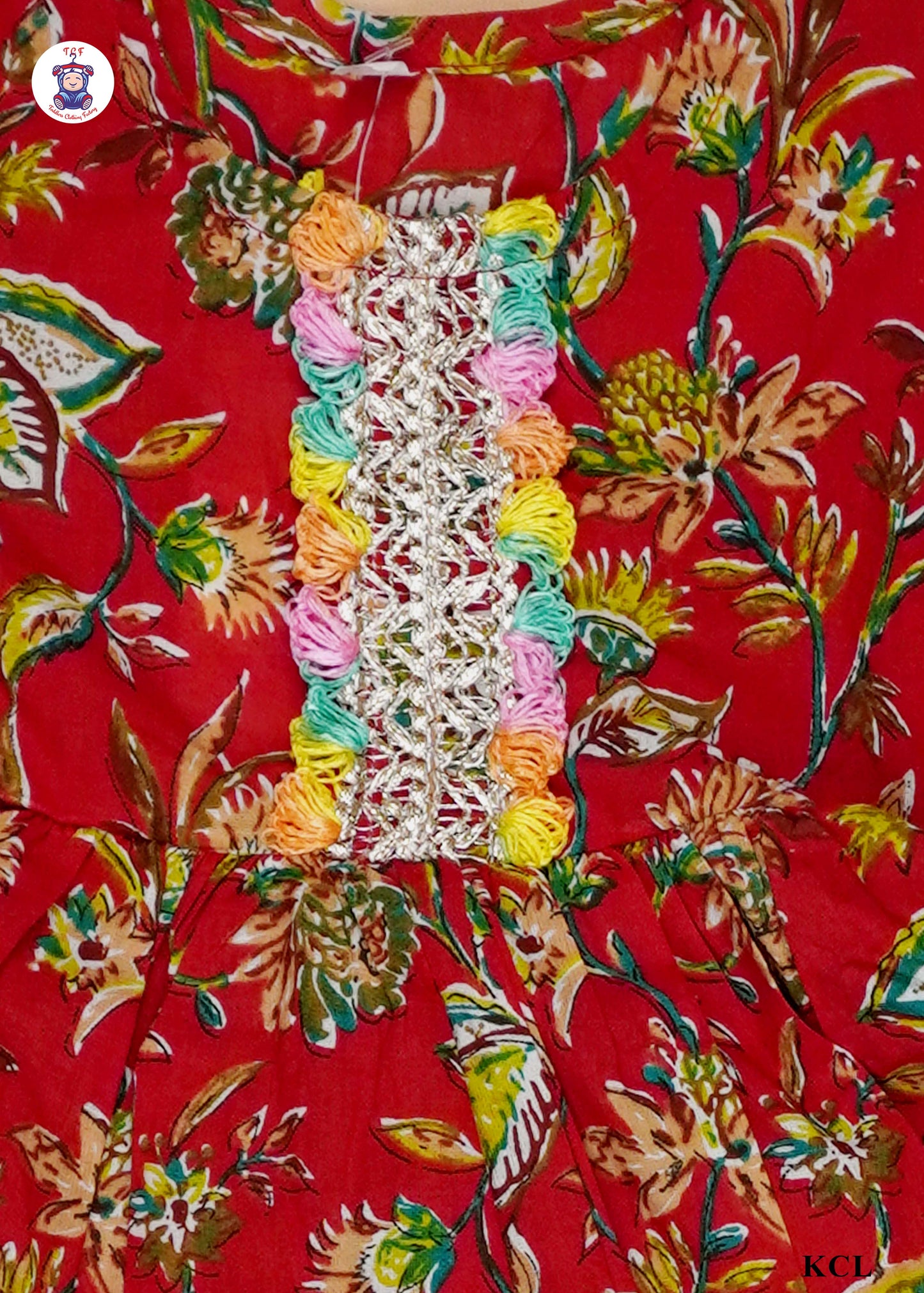 Golden Gate Orange - Floral Printed A-Line Kurti Set