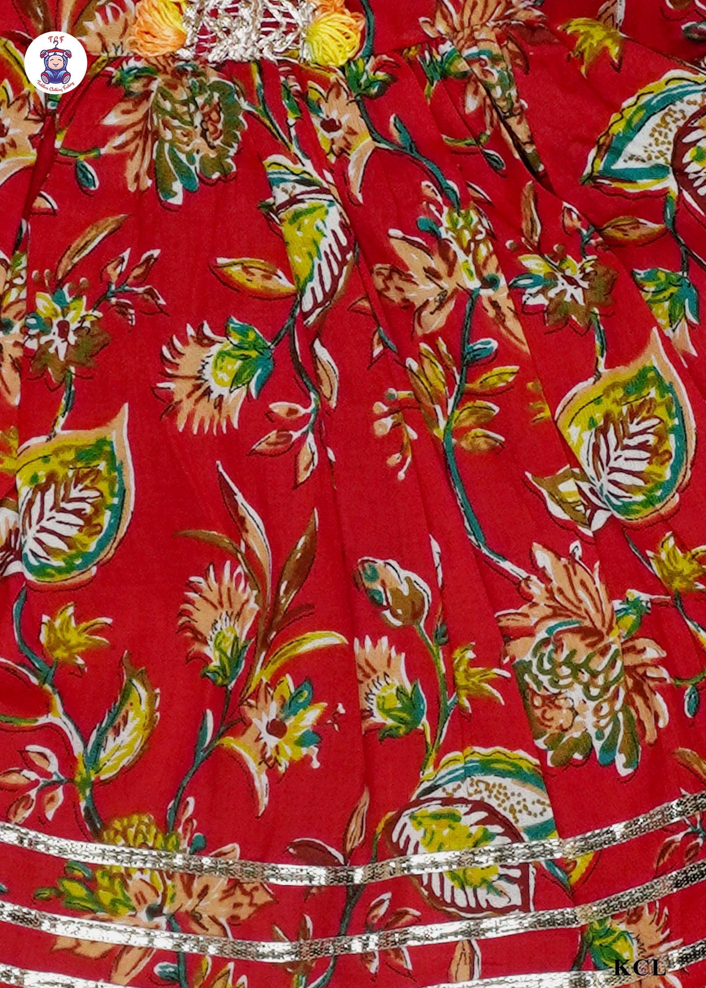 Golden Gate Orange - Floral Printed A-Line Kurti Set