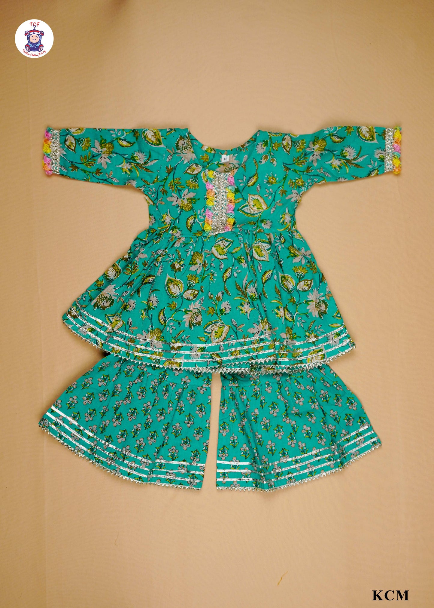 Paris Green - Floral Printed A-Line Kurti Set