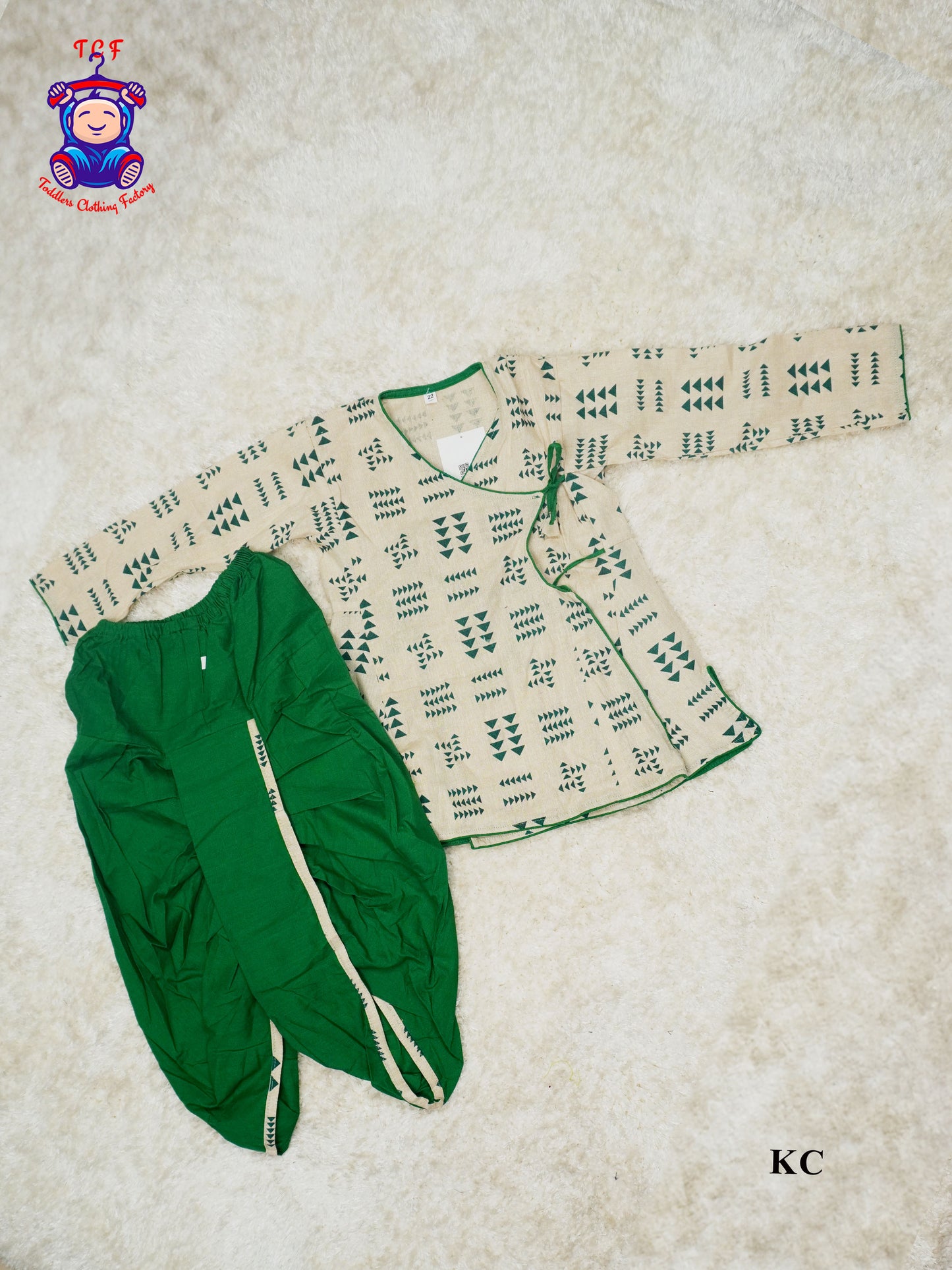 Cream & Green - Boys Dhoti Kurta Sets